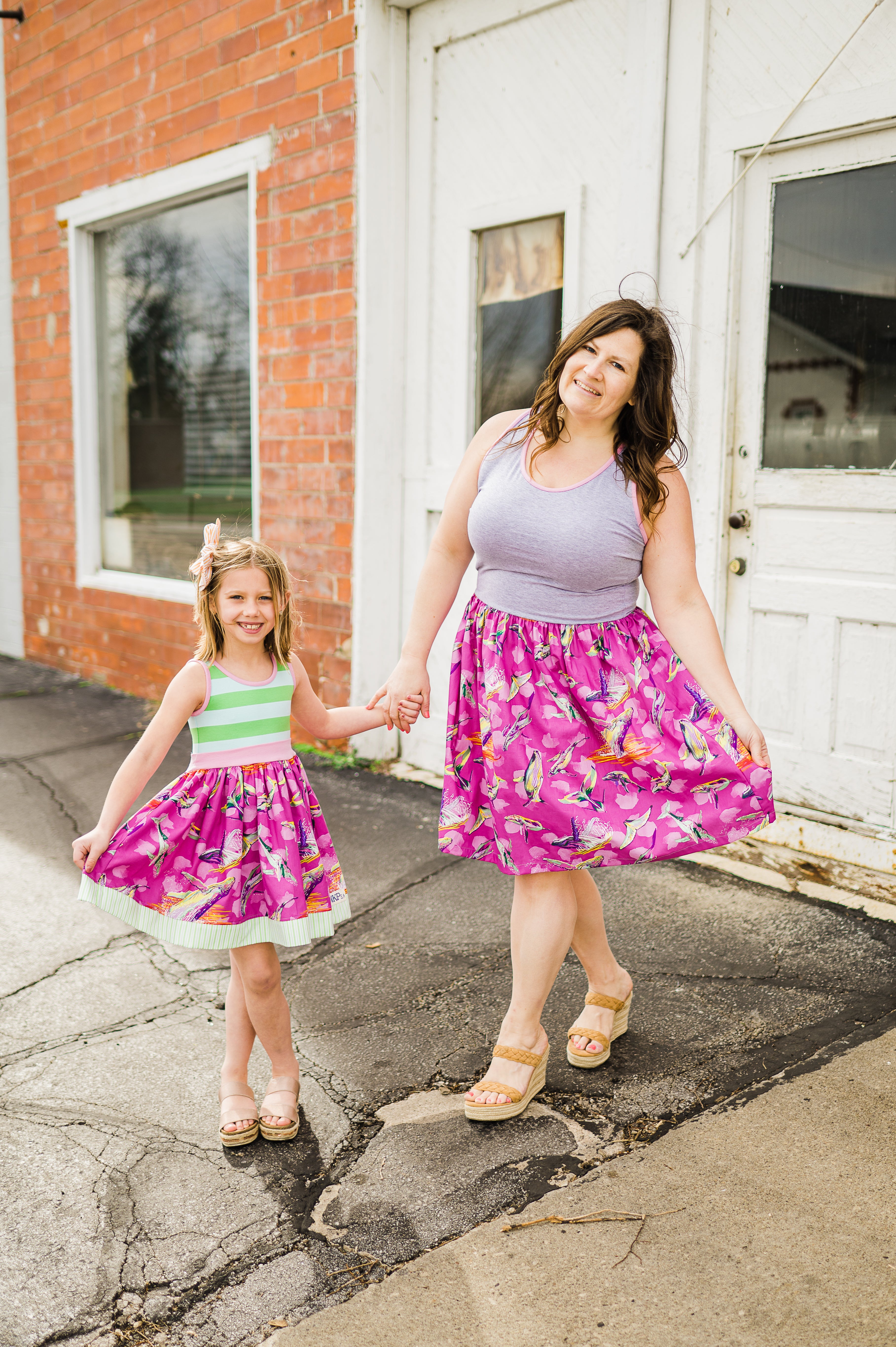 Whale Watching Girls Tank Twirl Dress