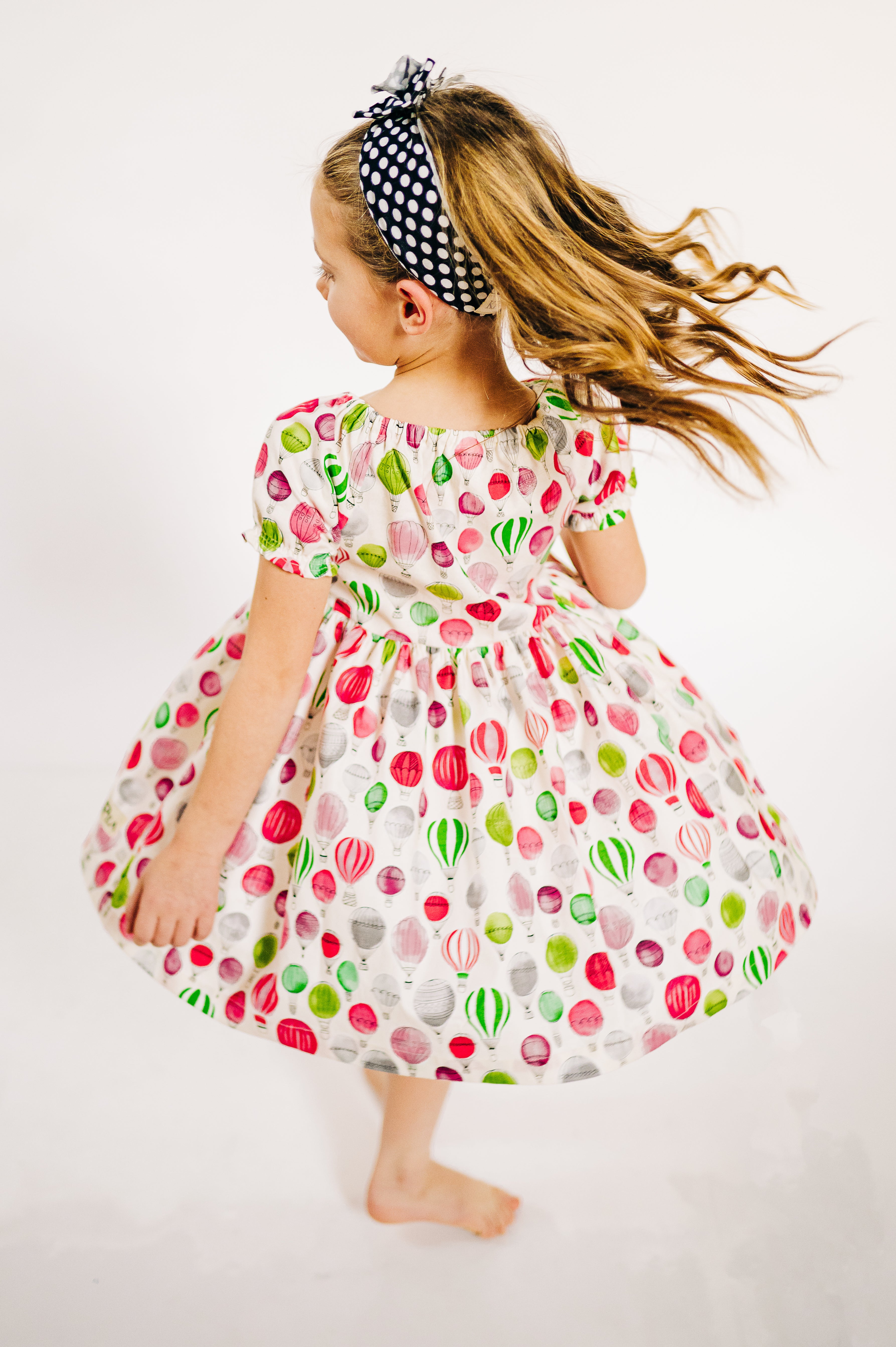 Up Up And Away Peasant Puff Sleeved Twirl dress