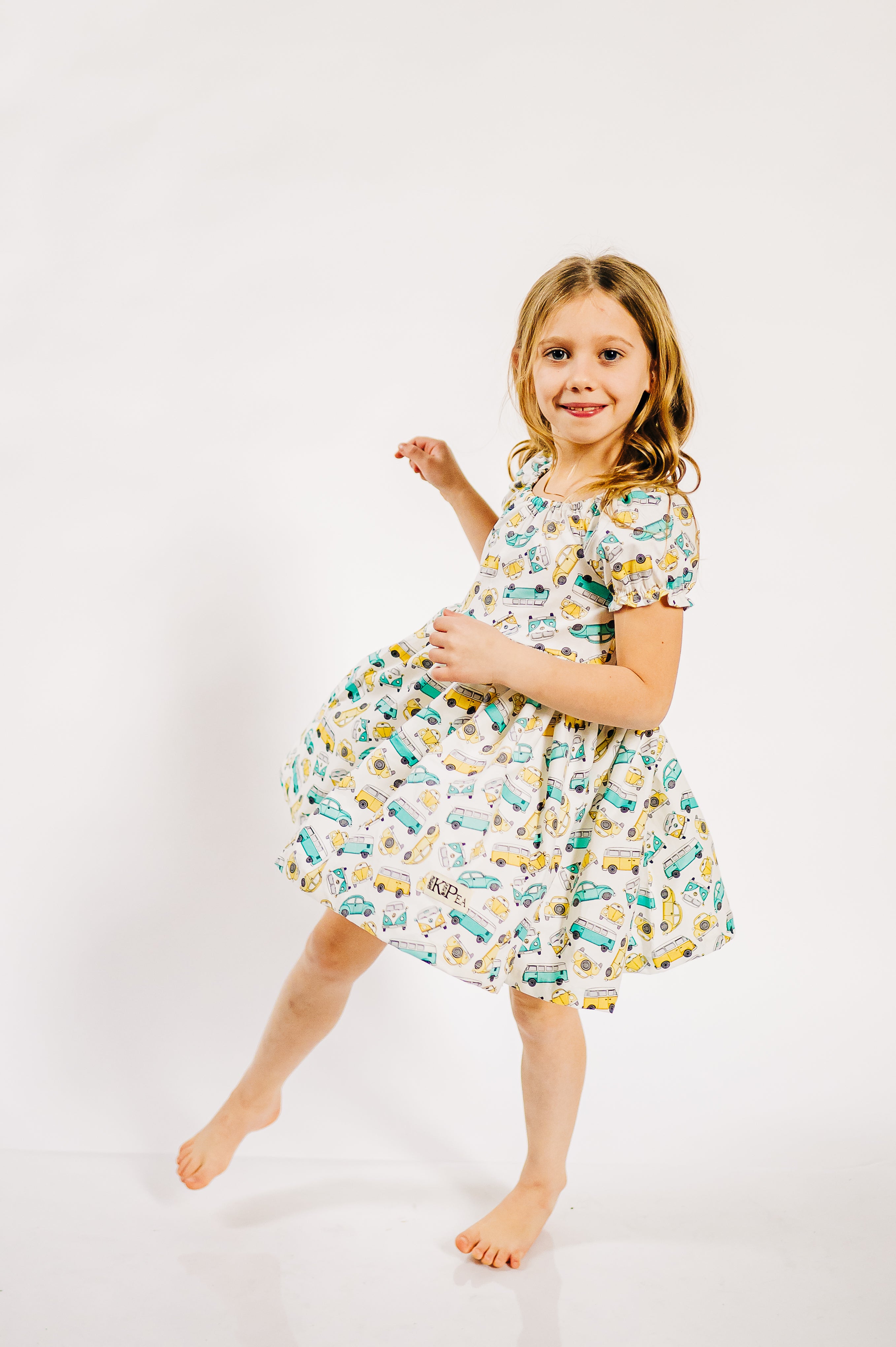 Love Bugs Peasant Puff Sleeved Twirl dress (ships in 2 weeks)