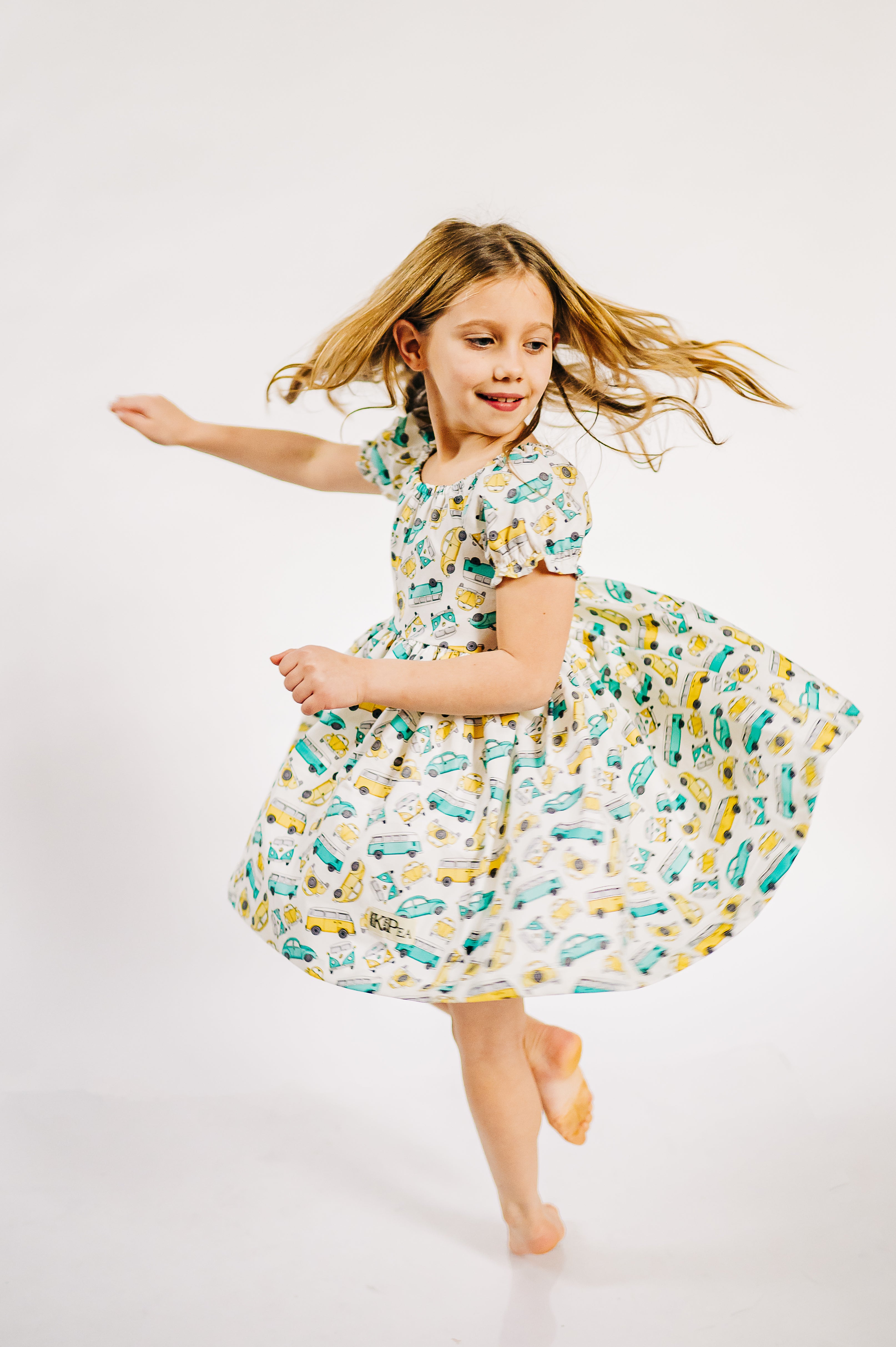 Love Bugs Peasant Puff Sleeved Twirl dress (ships in 2 weeks)