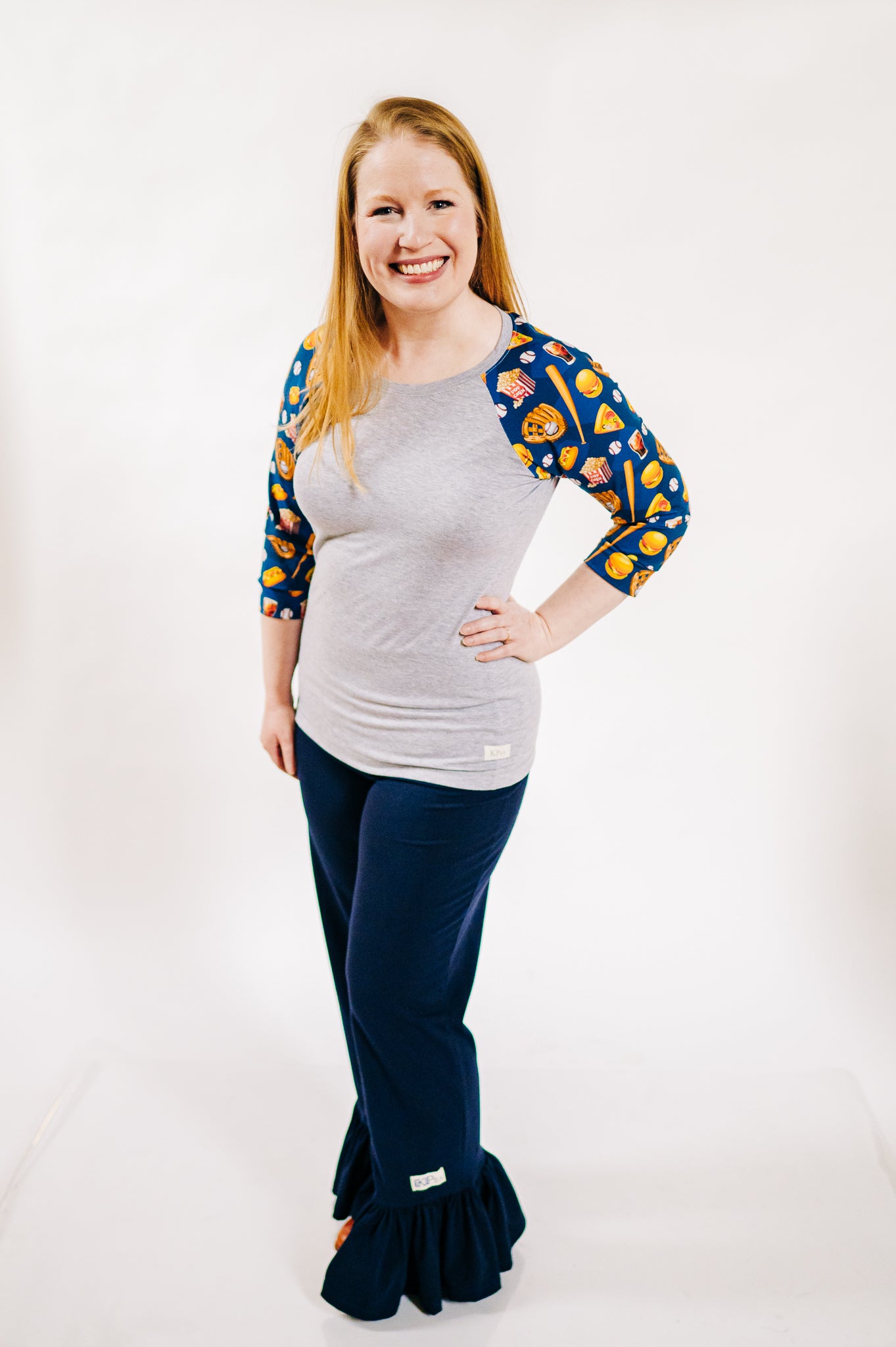 Ladies Navy Blue Big Ruffle Pants