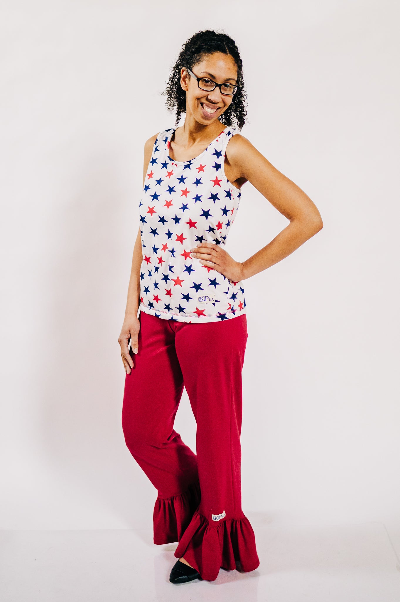 Ladies Mud Hens Red Big Ruffle Pants