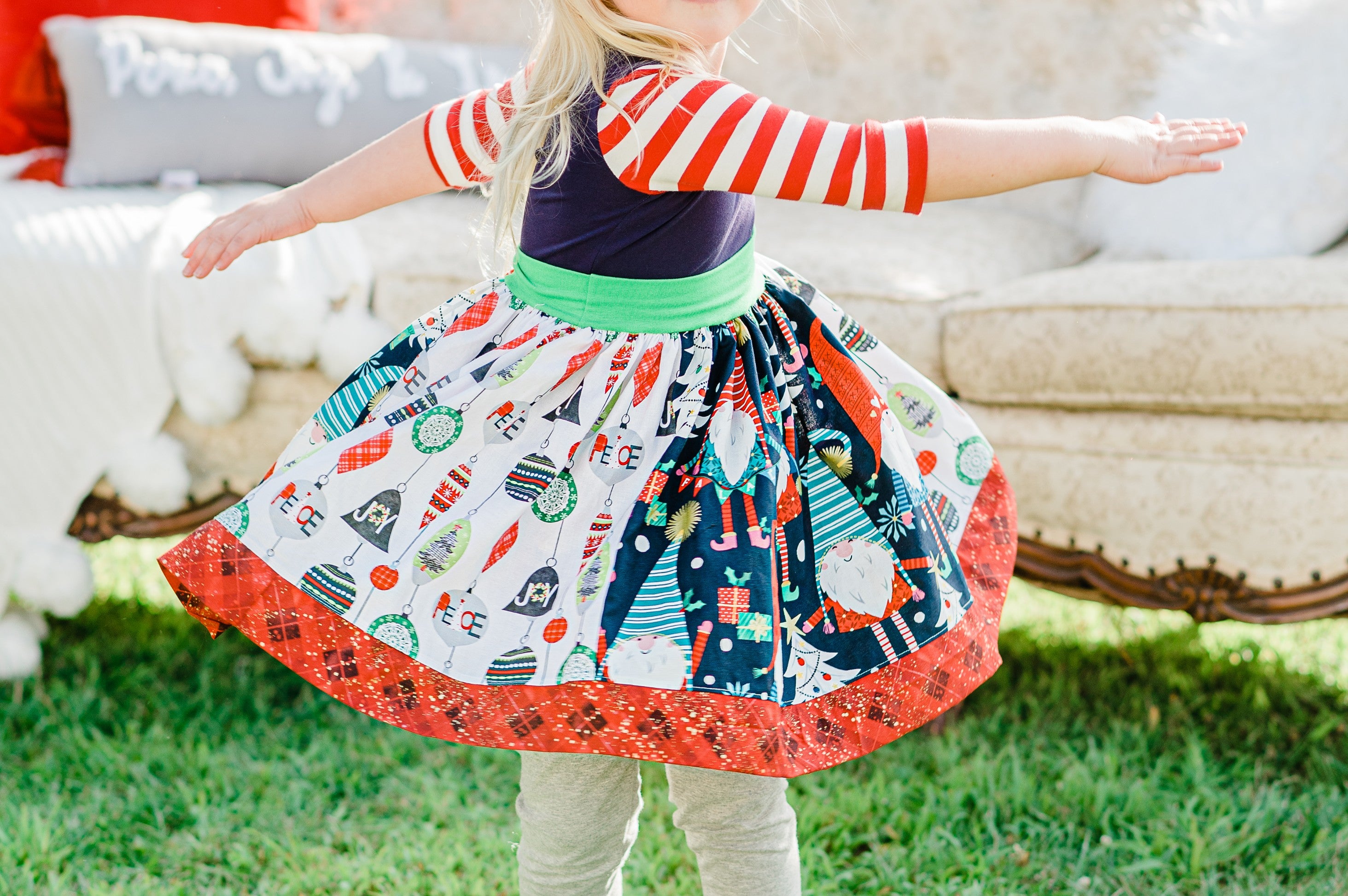 Gnome For The Holidays 3/4 Sleeve Dress