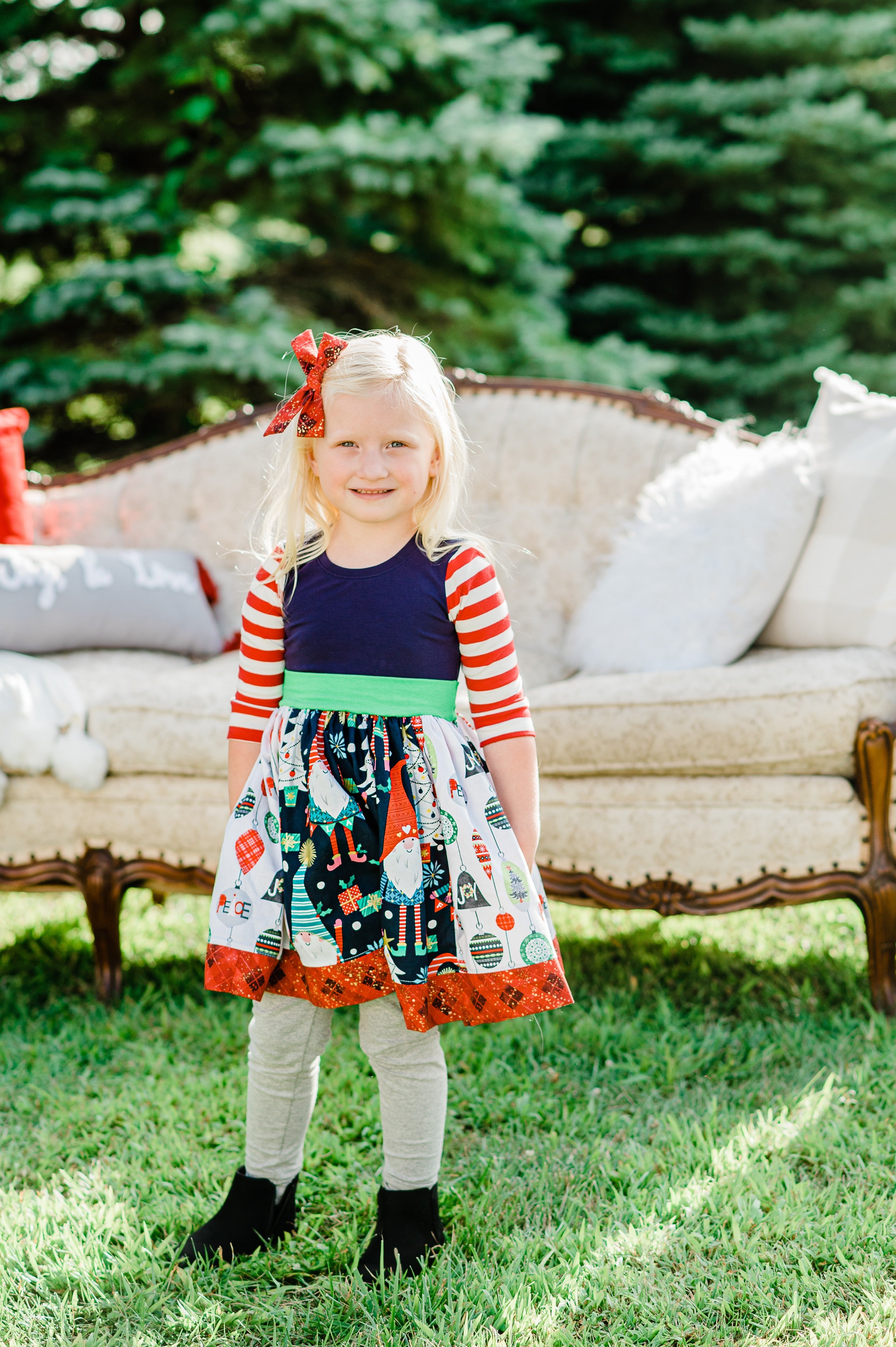 Gnome For The Holidays 3/4 Sleeve Dress