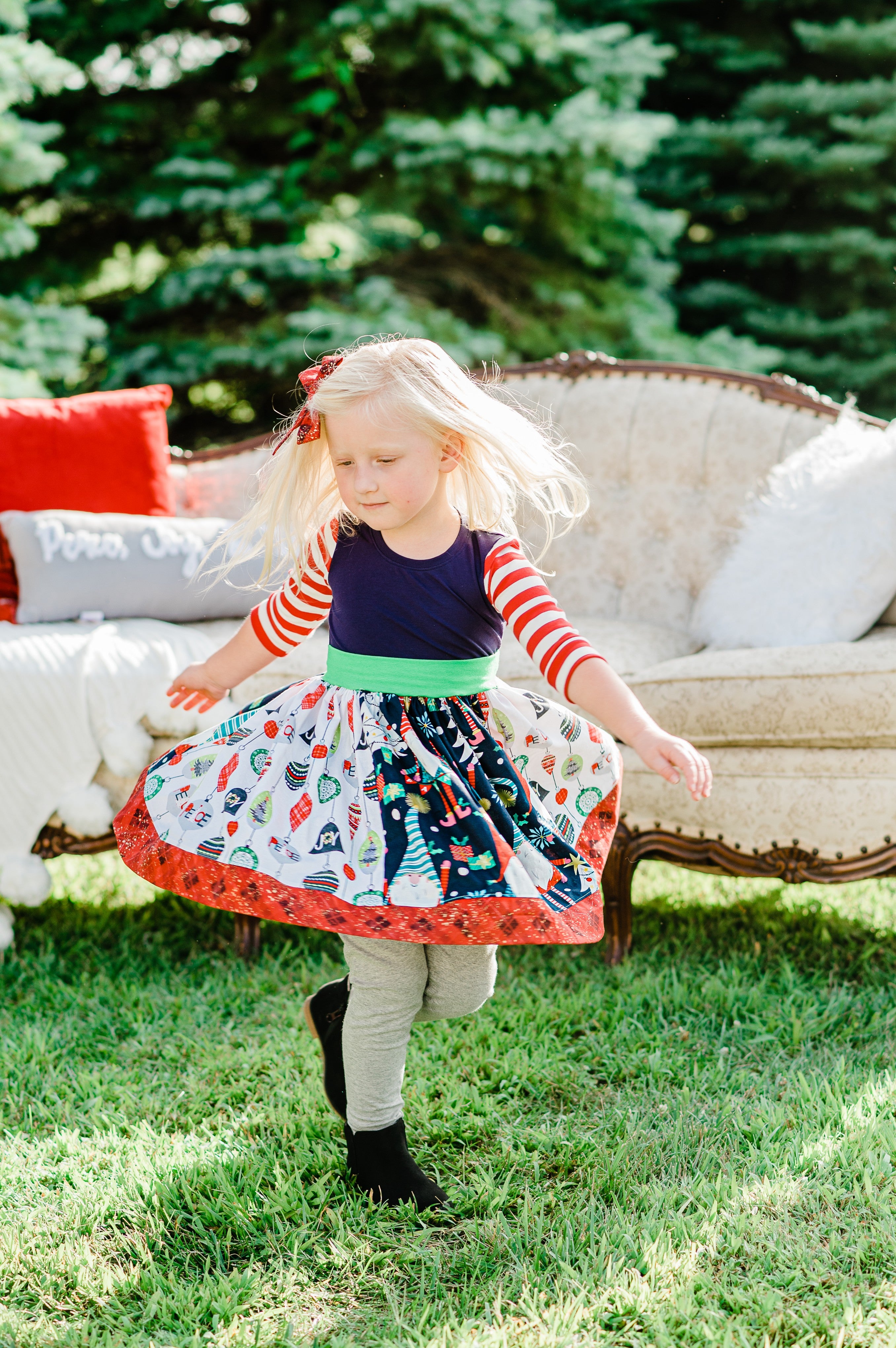 Gnome For The Holidays 3/4 Sleeve Dress