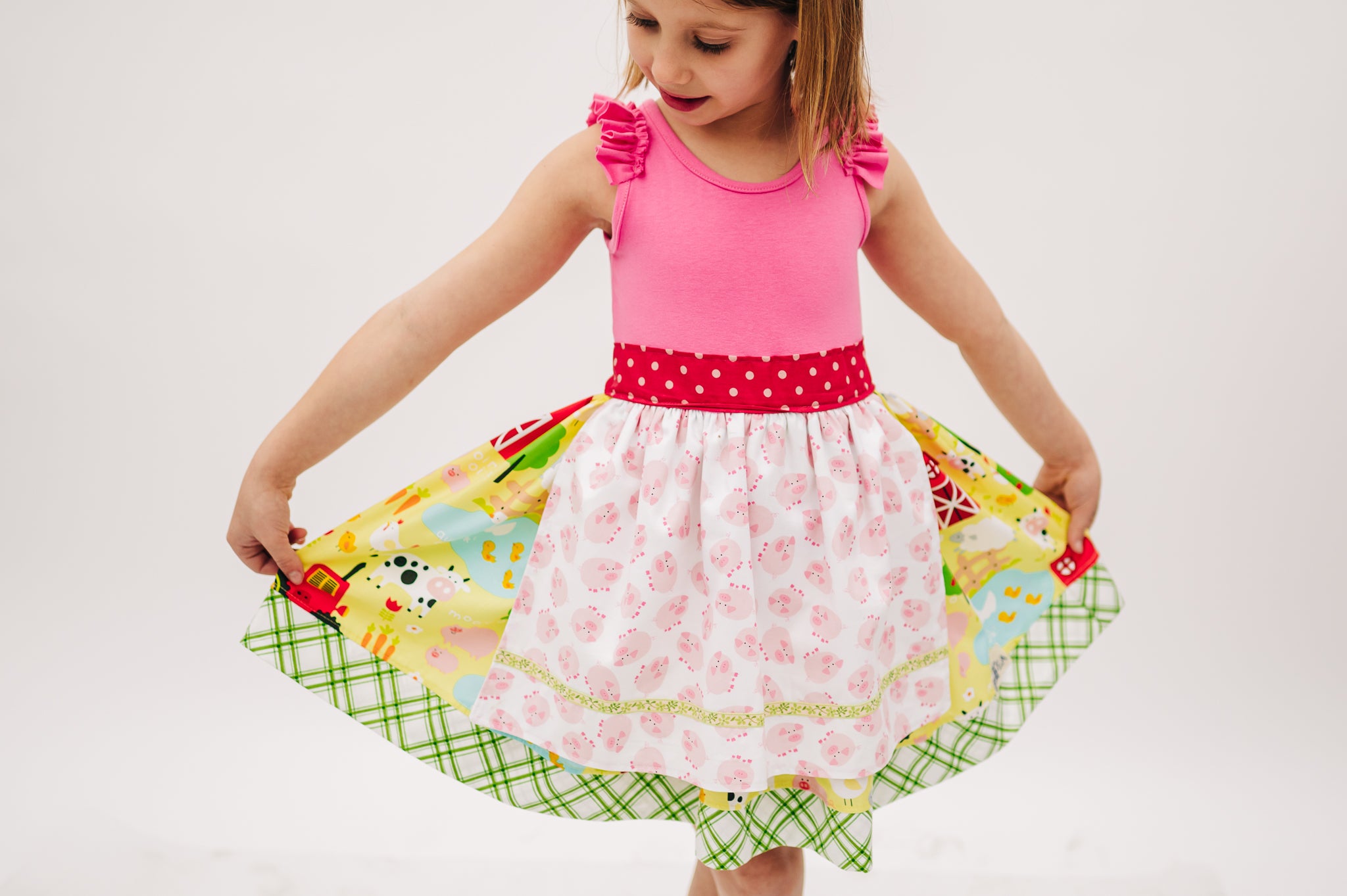 Barn Yard Cutie Apron Twirl dress (ships in 2 weeks)