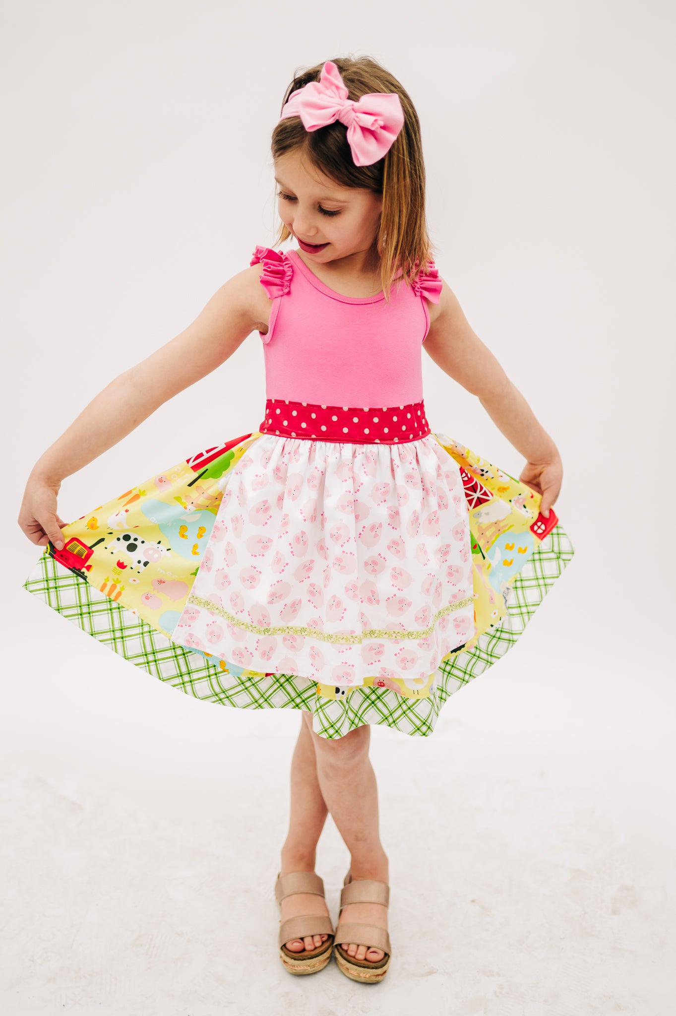 Barn Yard Cutie Apron Twirl dress (ships in 2 weeks)