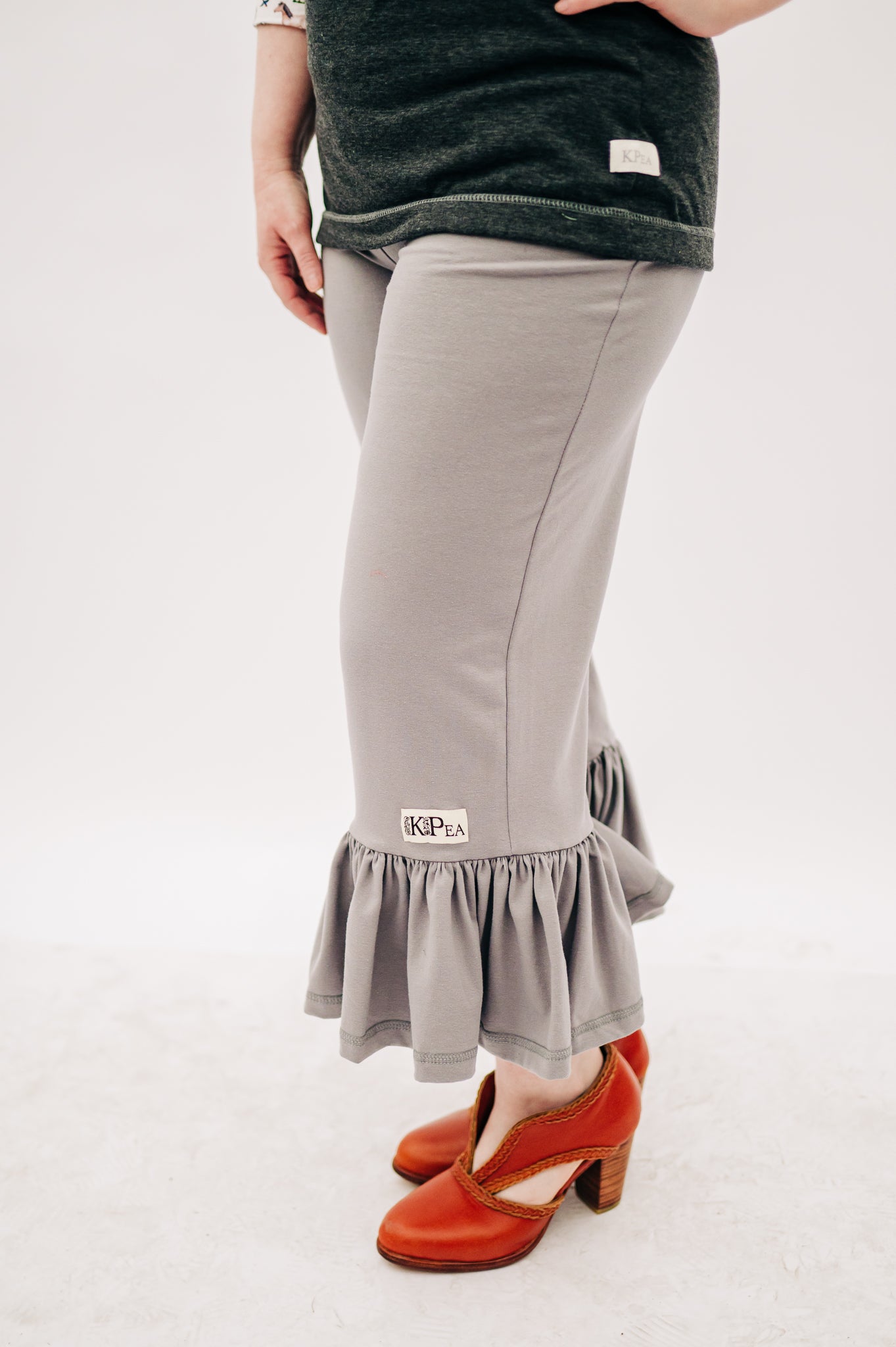 Cement Big Ruffle Pants CROPPED (ships in 2 weeks)