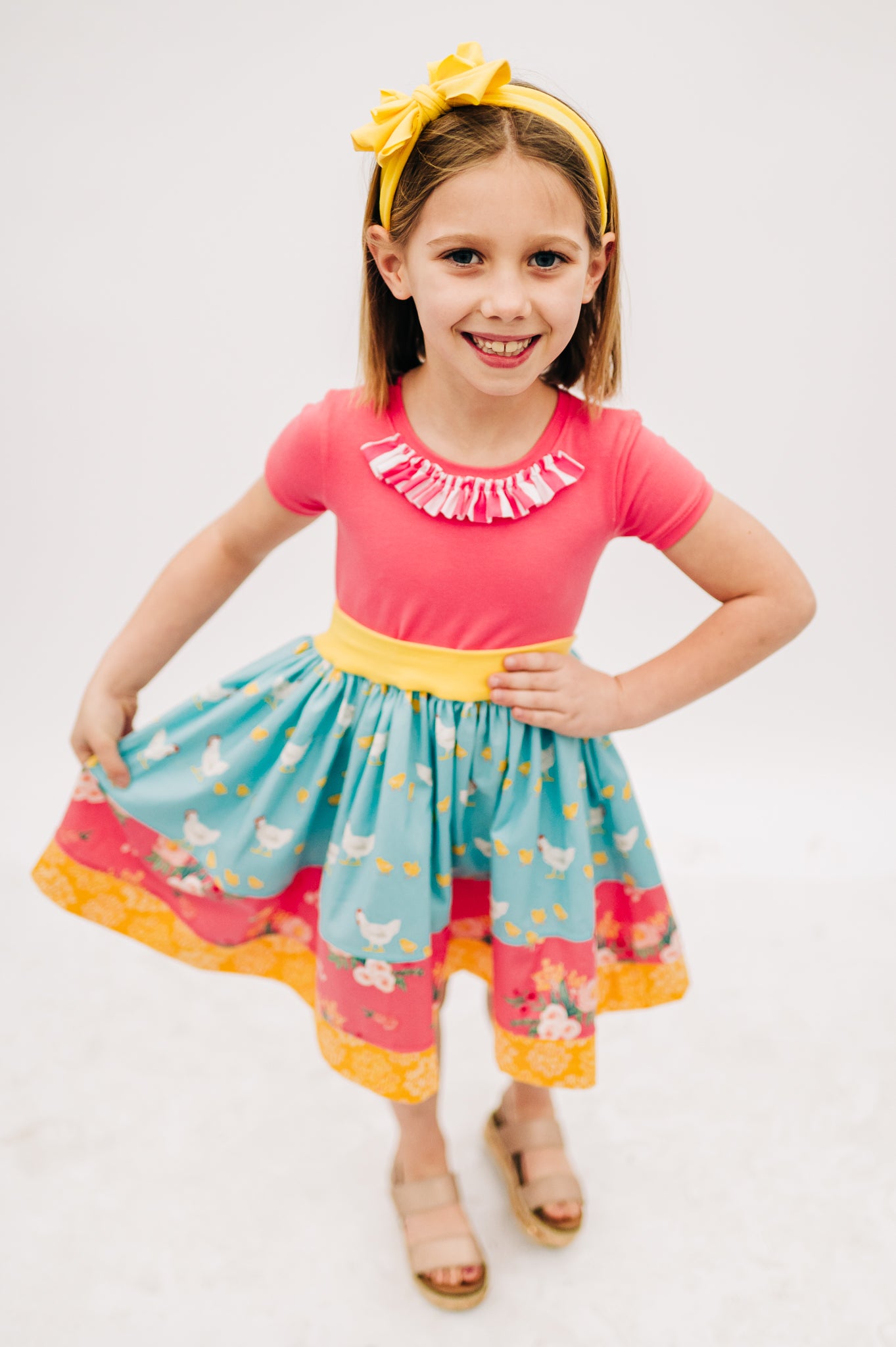 Baby Chicks Cap Sleeved Twirl dress READY TO SHIP