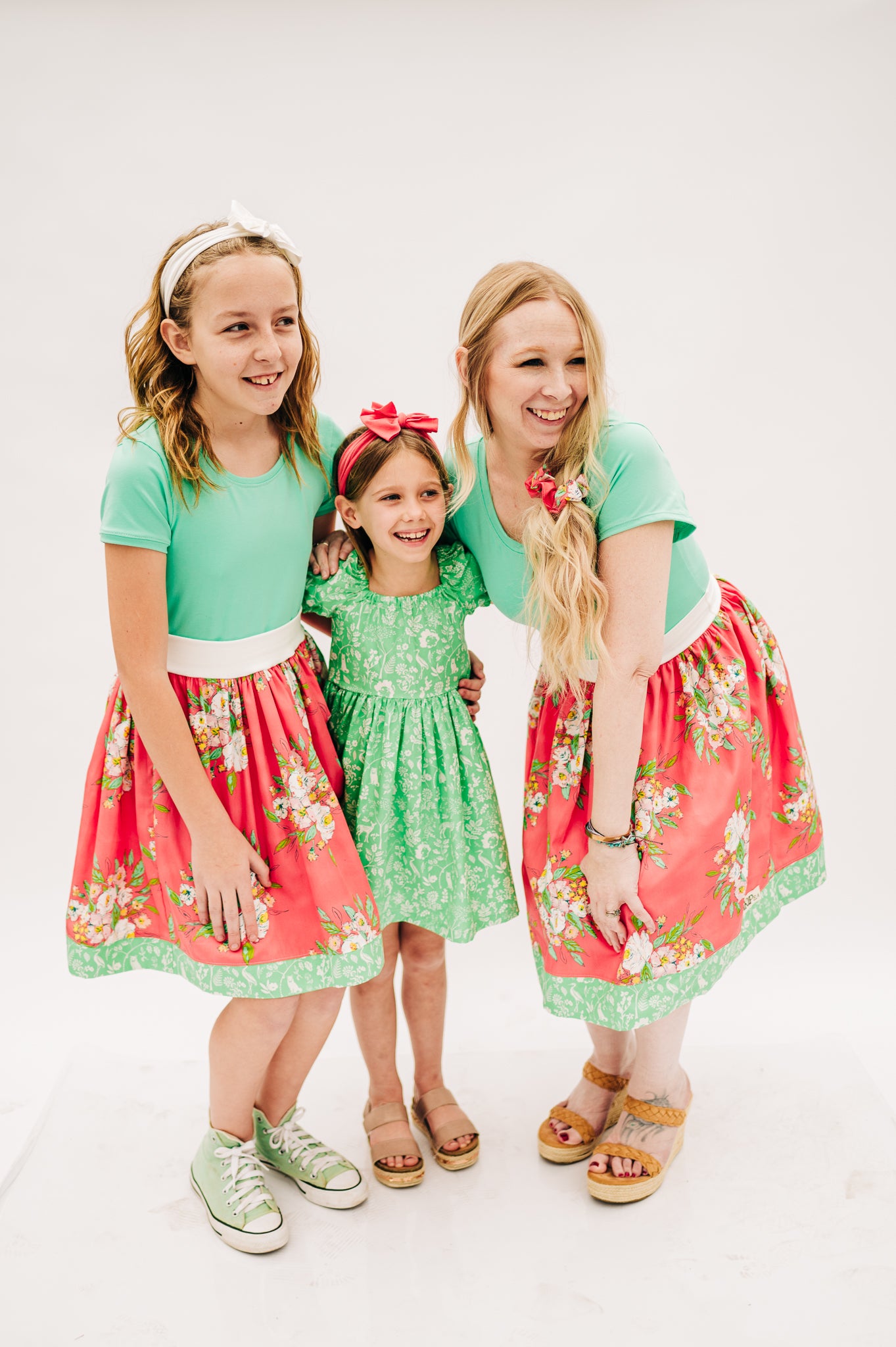 Spring green Peasant Puff Sleeved Twirl dress (ships in 2 weeks)