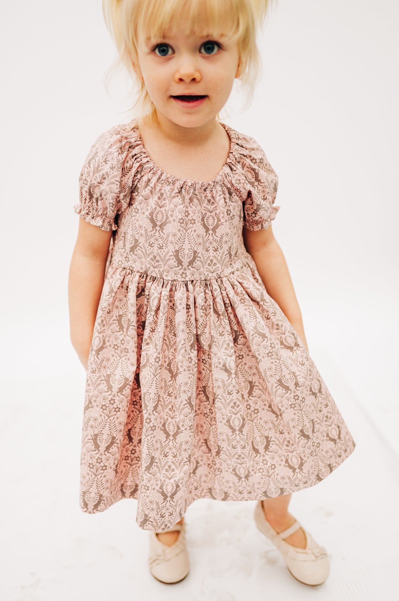 Some Bunny Loves You Peasant Puff Sleeved Twirl dress (ships in 2 weeks)