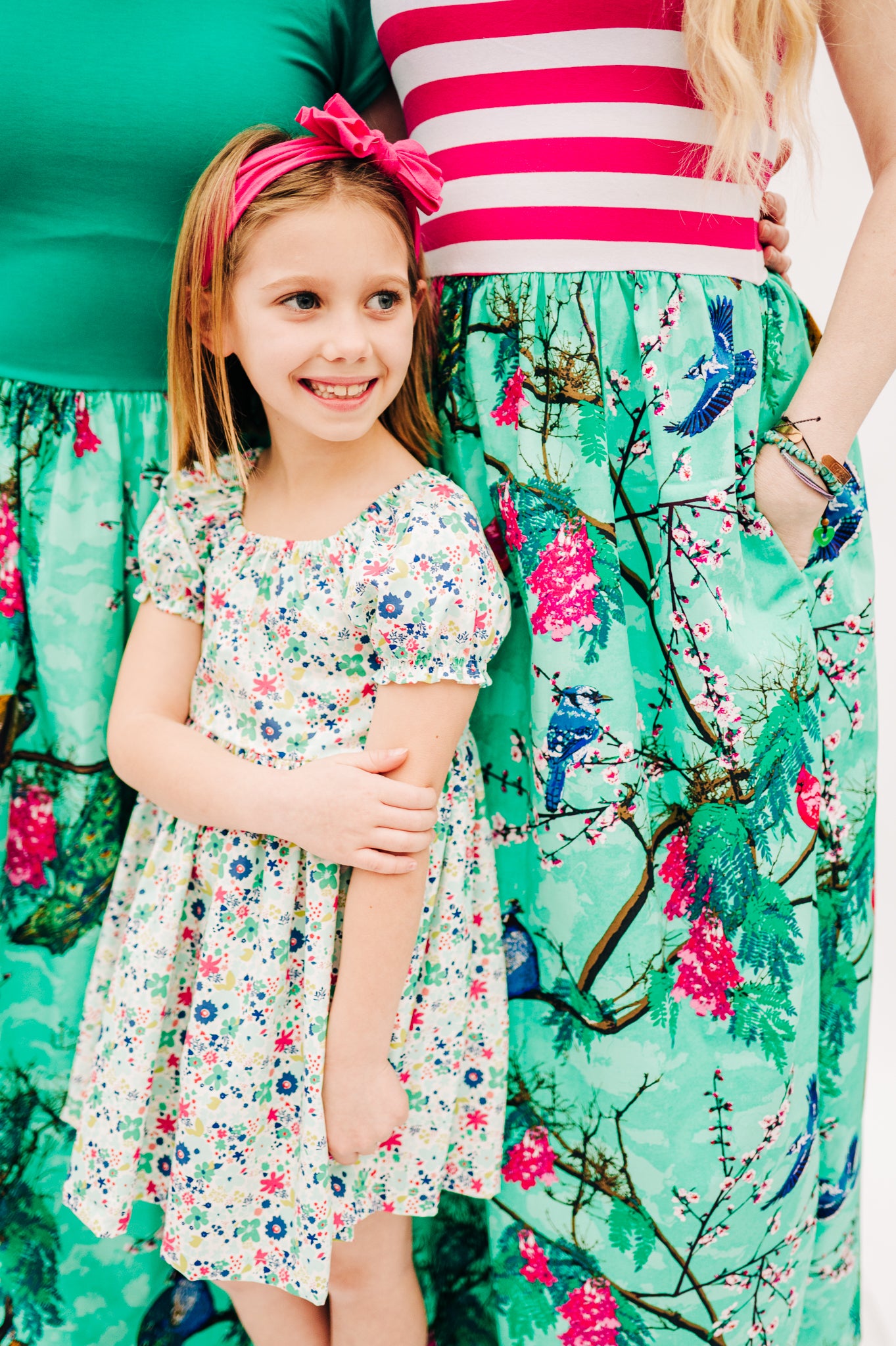 Emerald Floral Peasant Puff Sleeved Twirl dress (ships in 2 weeks)
