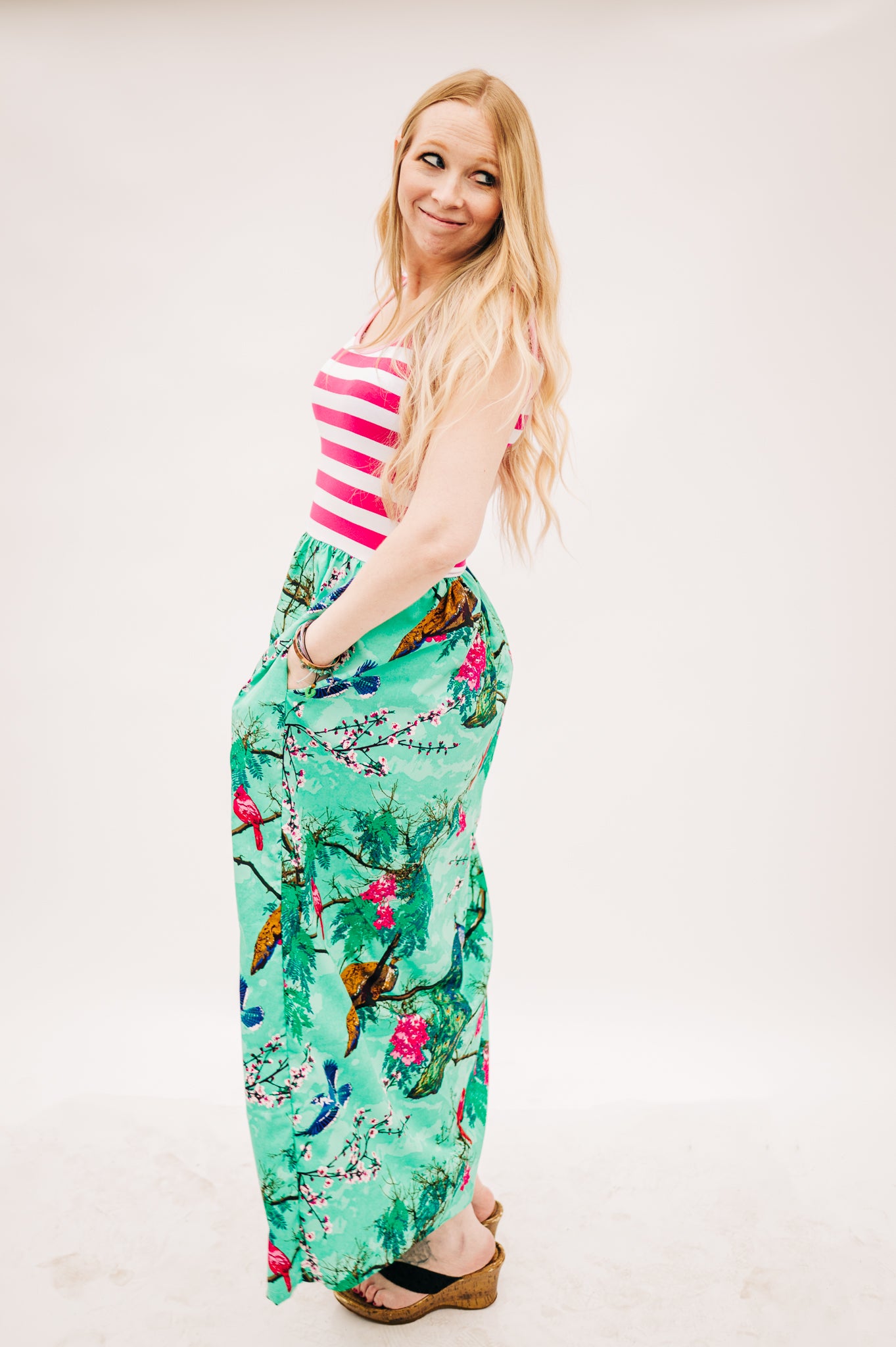 Pretty As a Peacock Tank Ladies Maxi Dress (ships in 2 weeks)