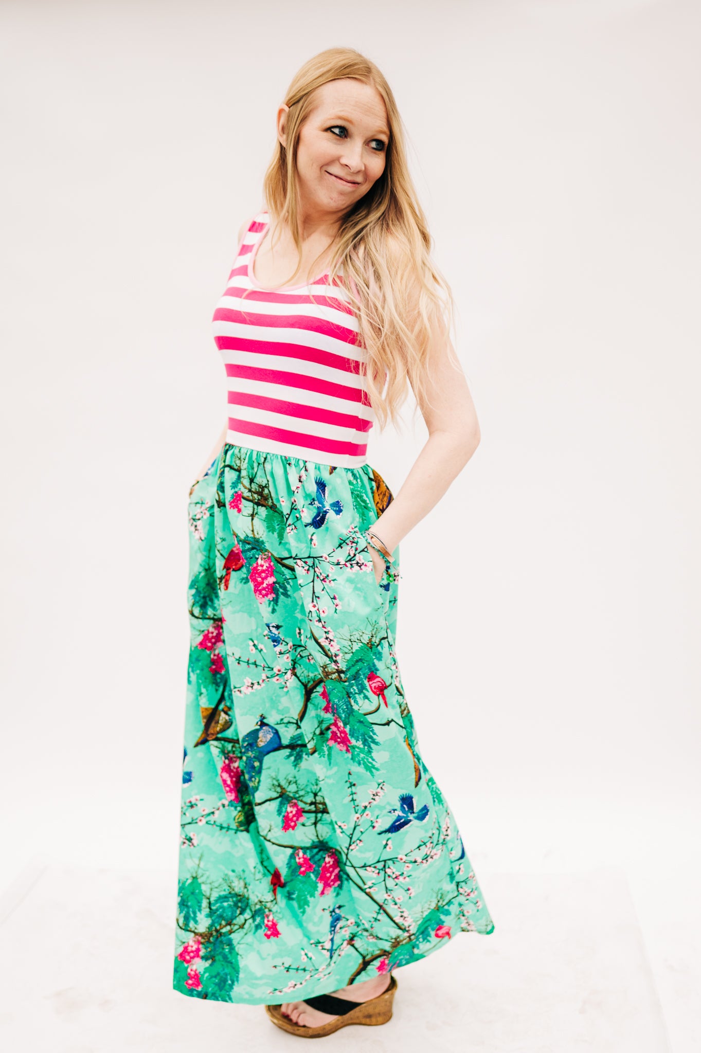 Pretty As a Peacock Tank Ladies Maxi Dress (ships in 2 weeks)