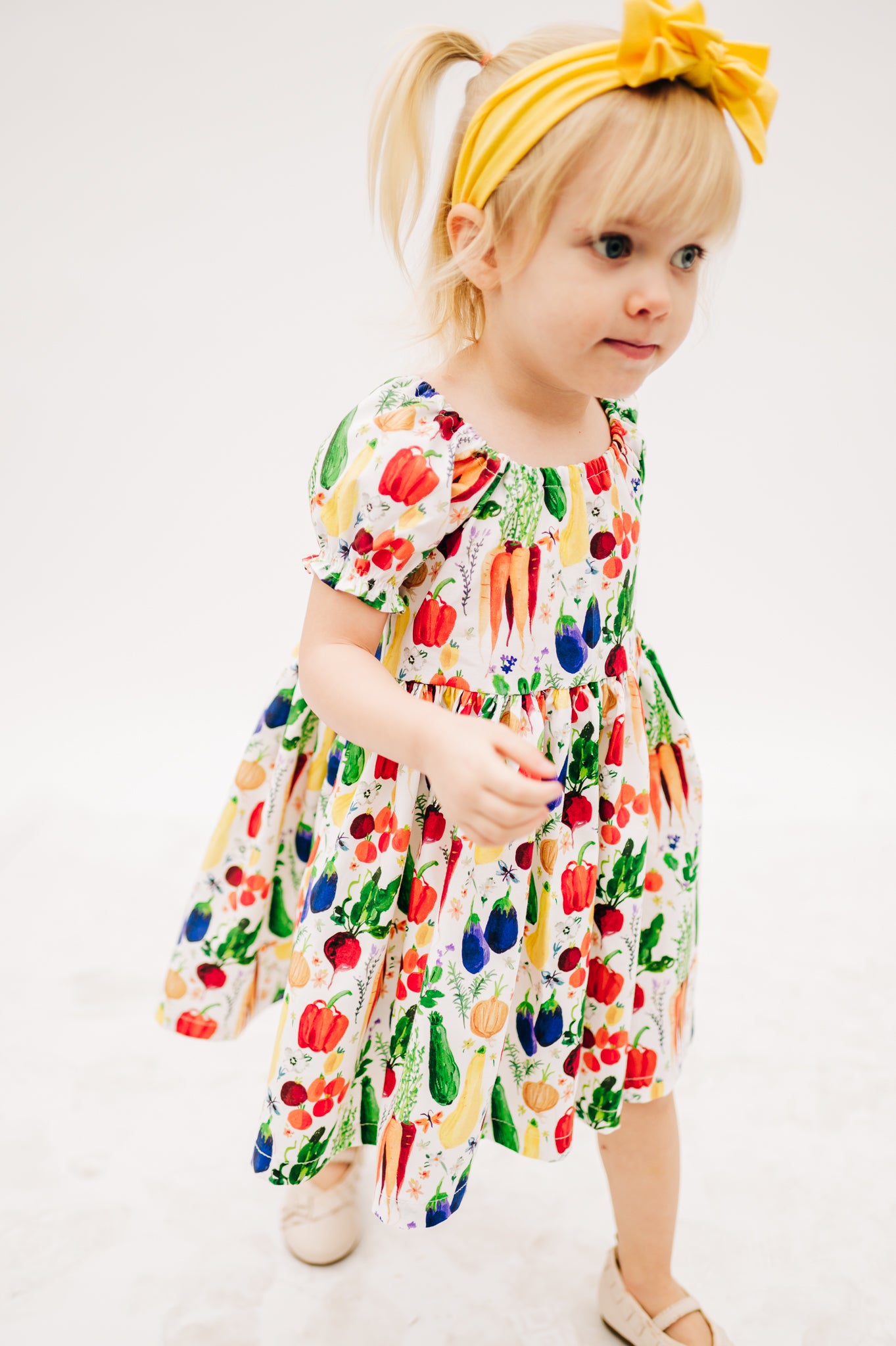 Hungry Caterpillar Peasant Puff Sleeved Twirl dress (ships in 2 weeks)