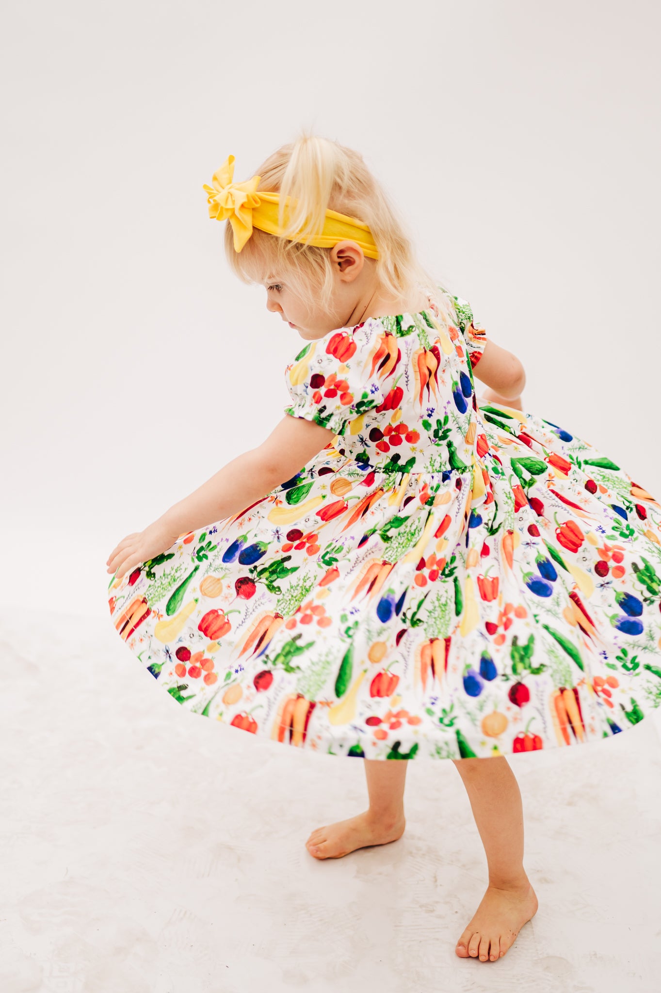 Hungry Caterpillar Peasant Puff Sleeved Twirl dress (ships in 2 weeks)