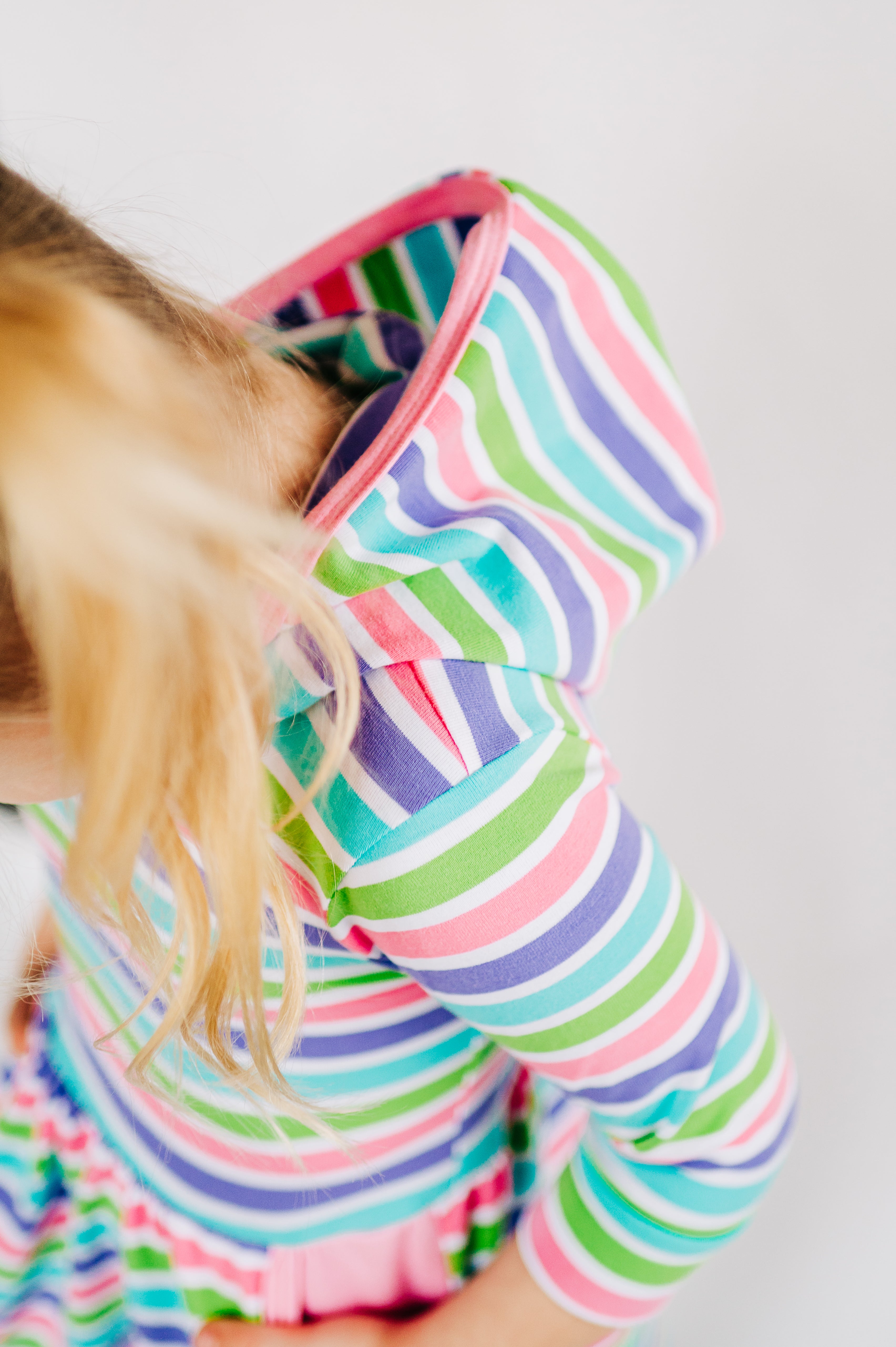 Cotton Candy Striped Elliot Hooded 3/4 Sleeve Lap