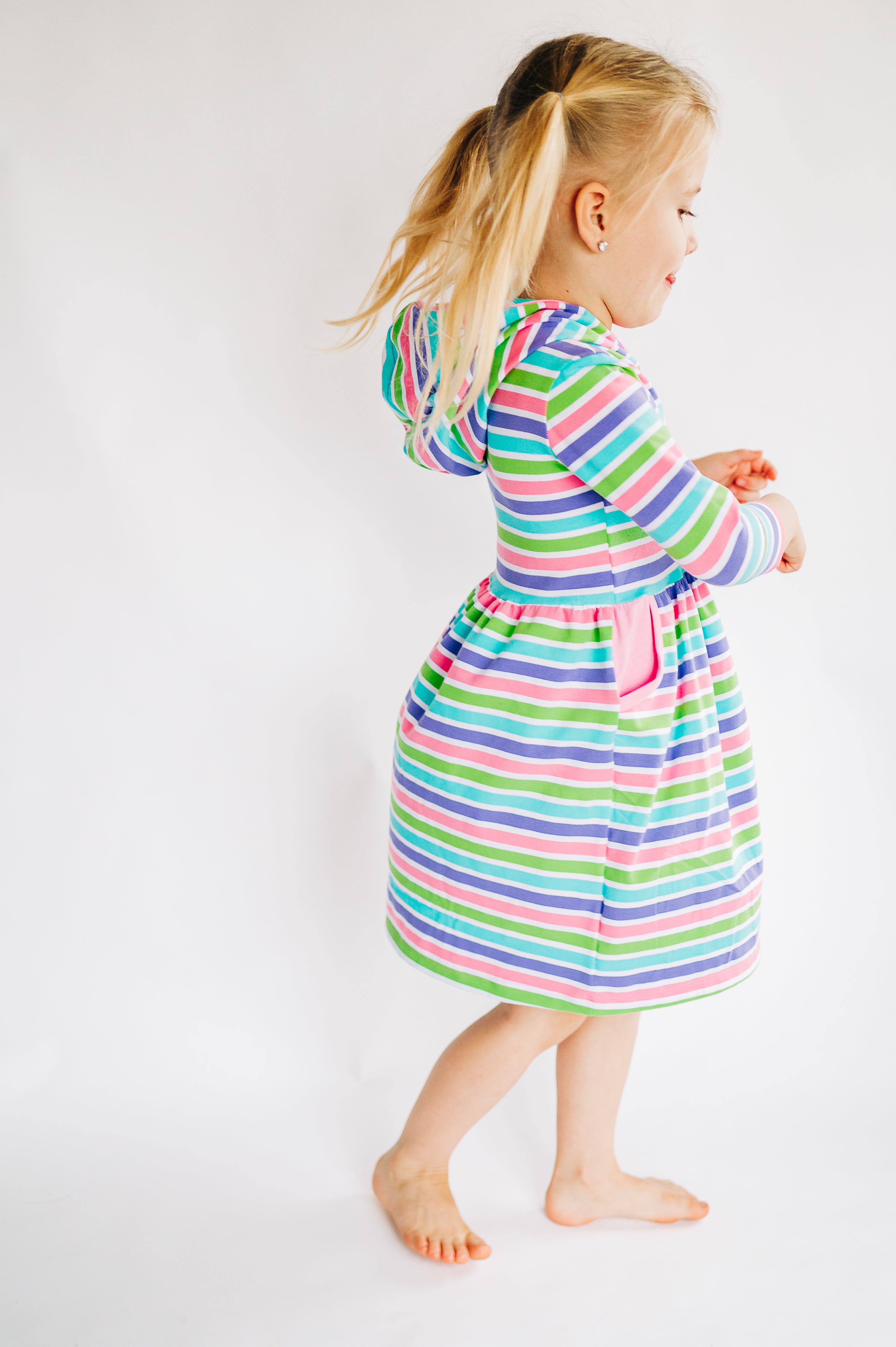 Cotton Candy Striped Elliot Hooded 3/4 Sleeve Lap