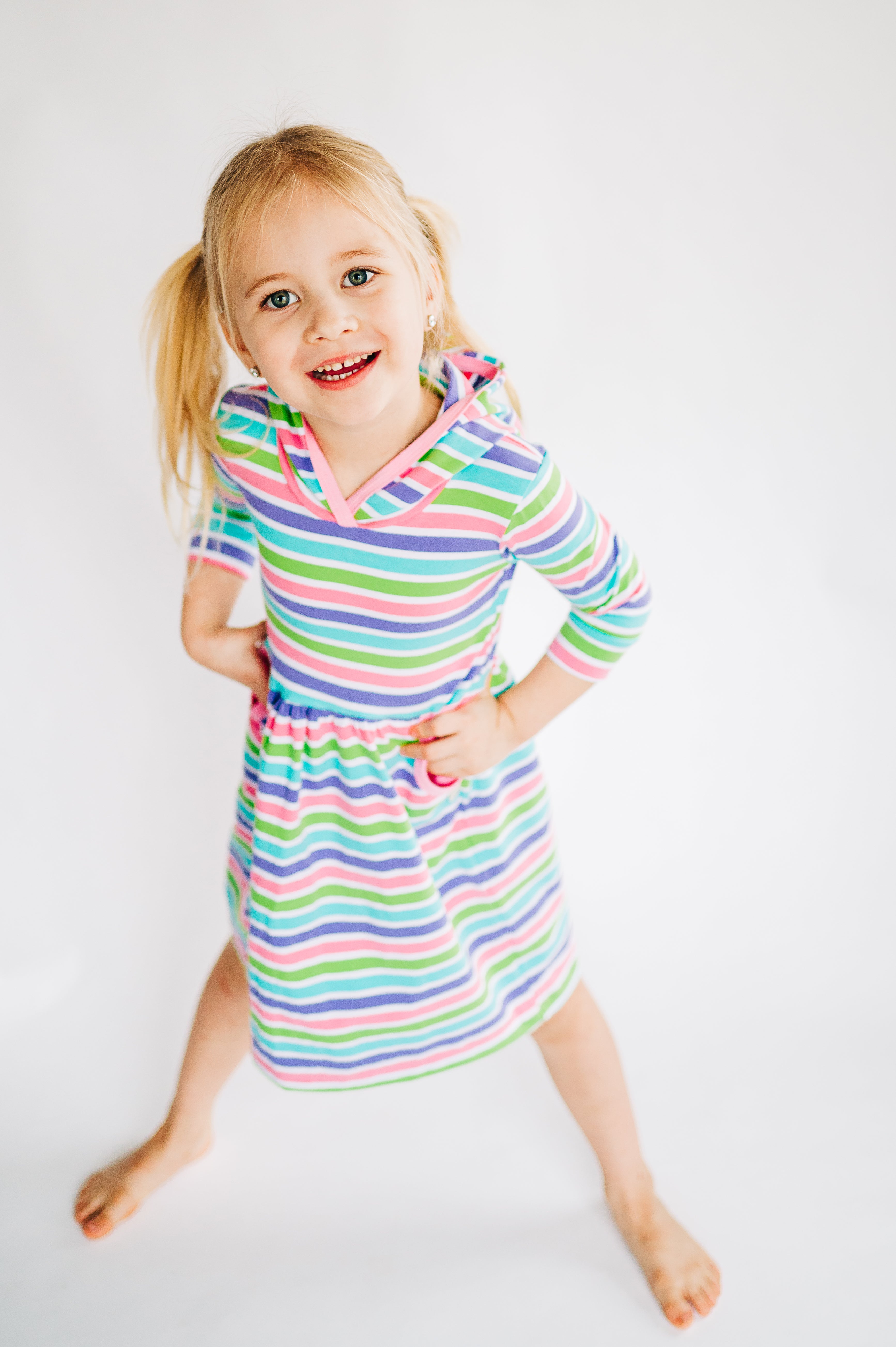 Cotton Candy Striped Elliot Hooded 3/4 Sleeve Lap