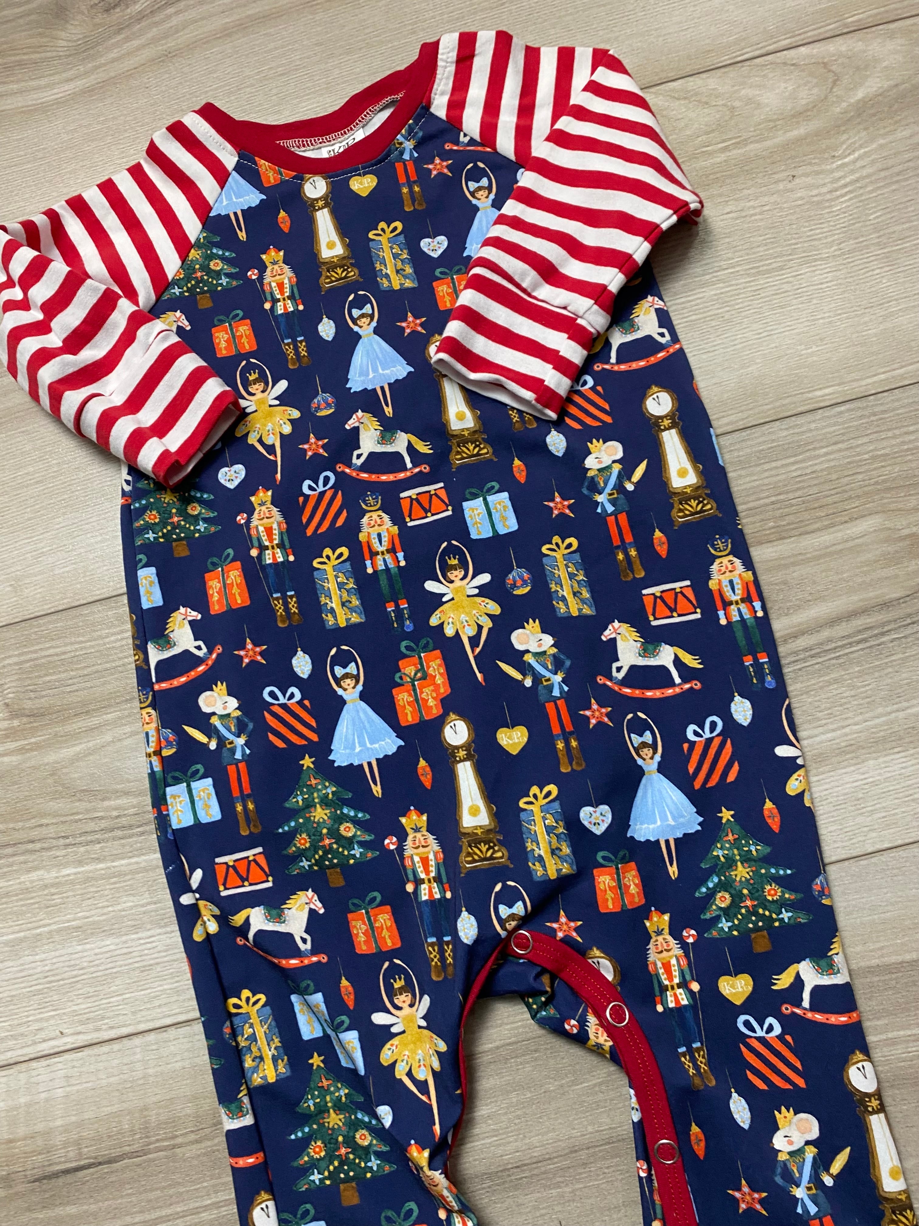 Baby Navy Blue Nutcracker Romper Ships in 2 weeks