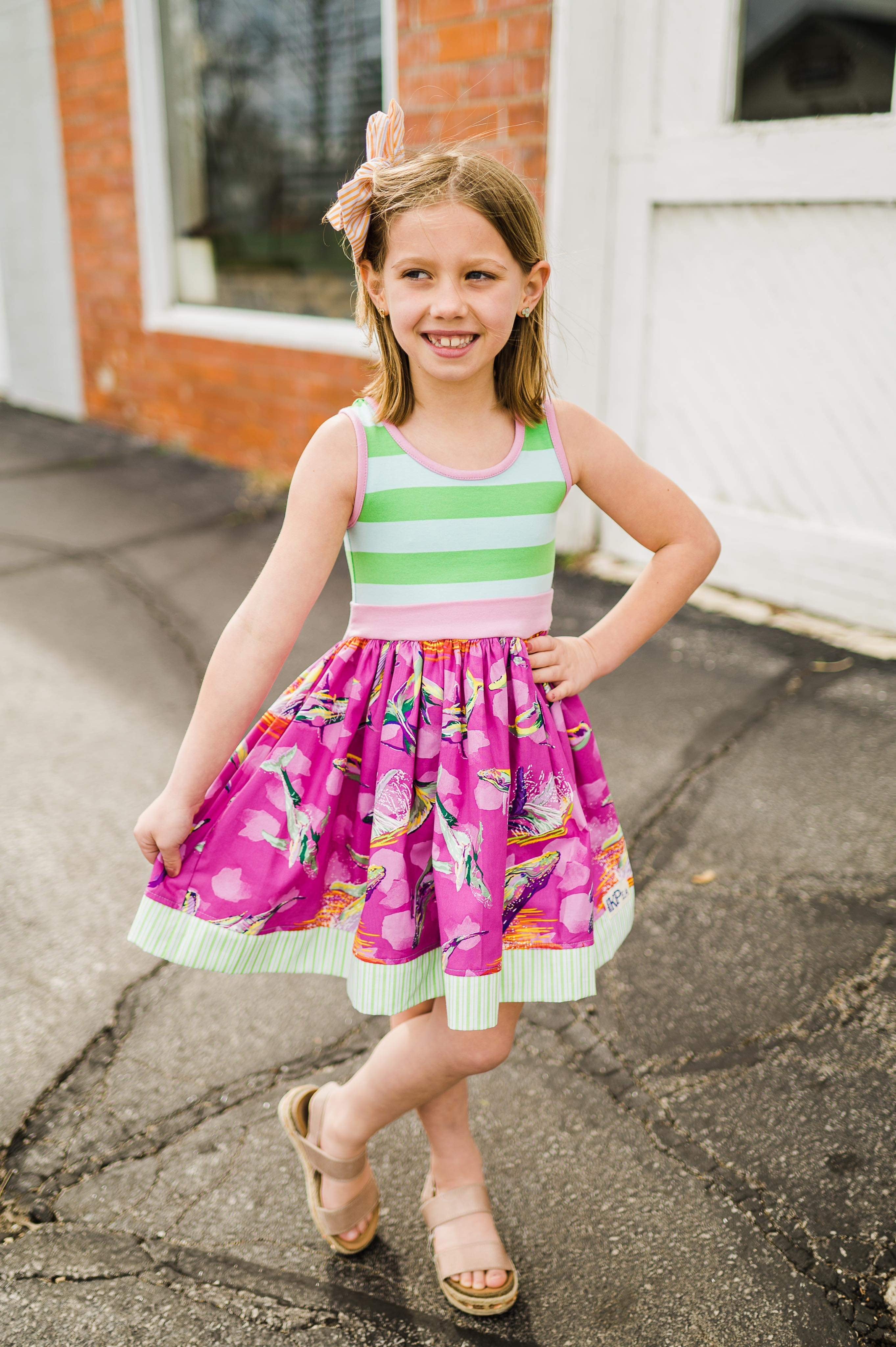 Whale Watching Girls Tank Twirl Dress