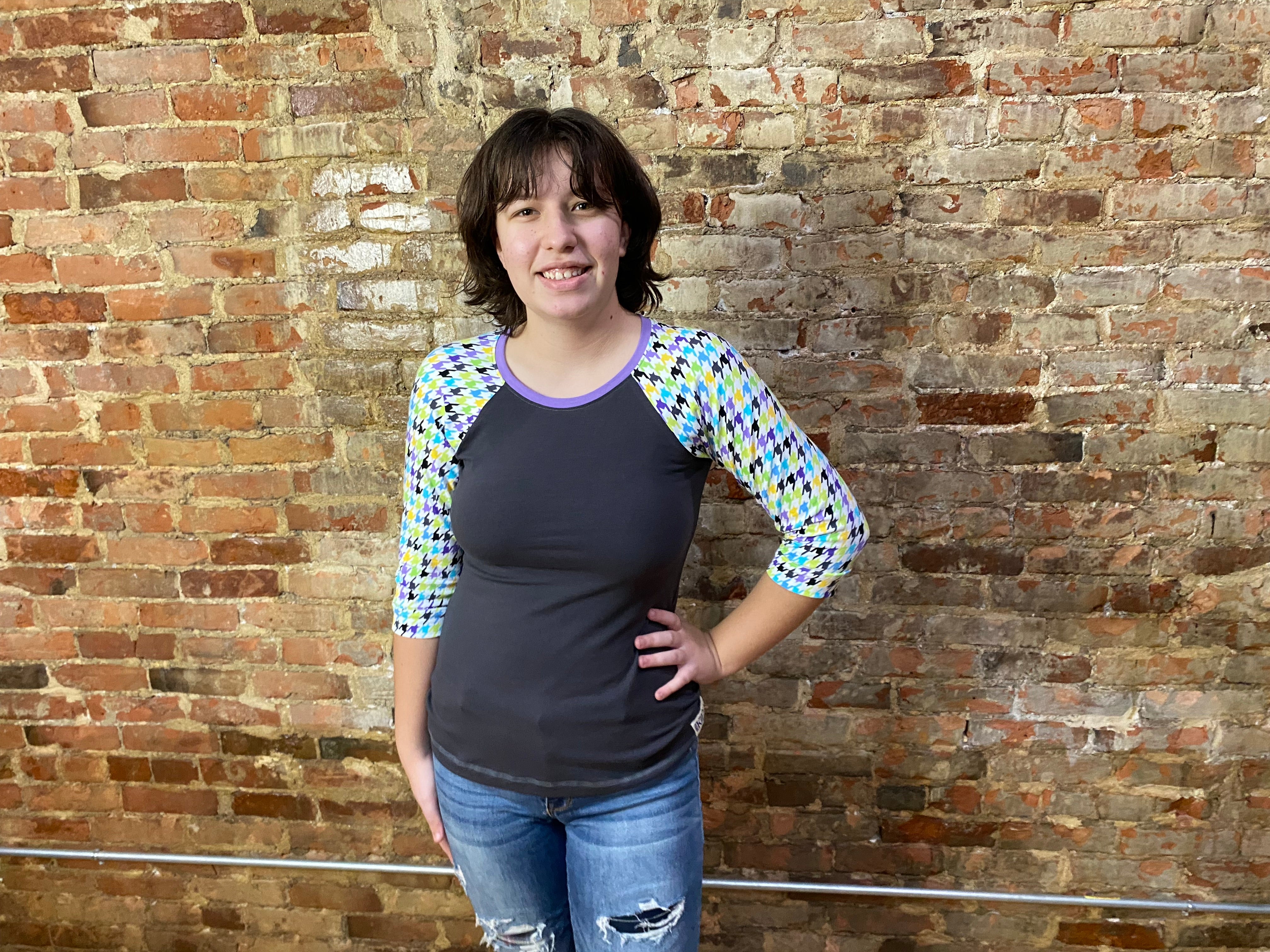 Lavender Chevron Weave Mom Tee