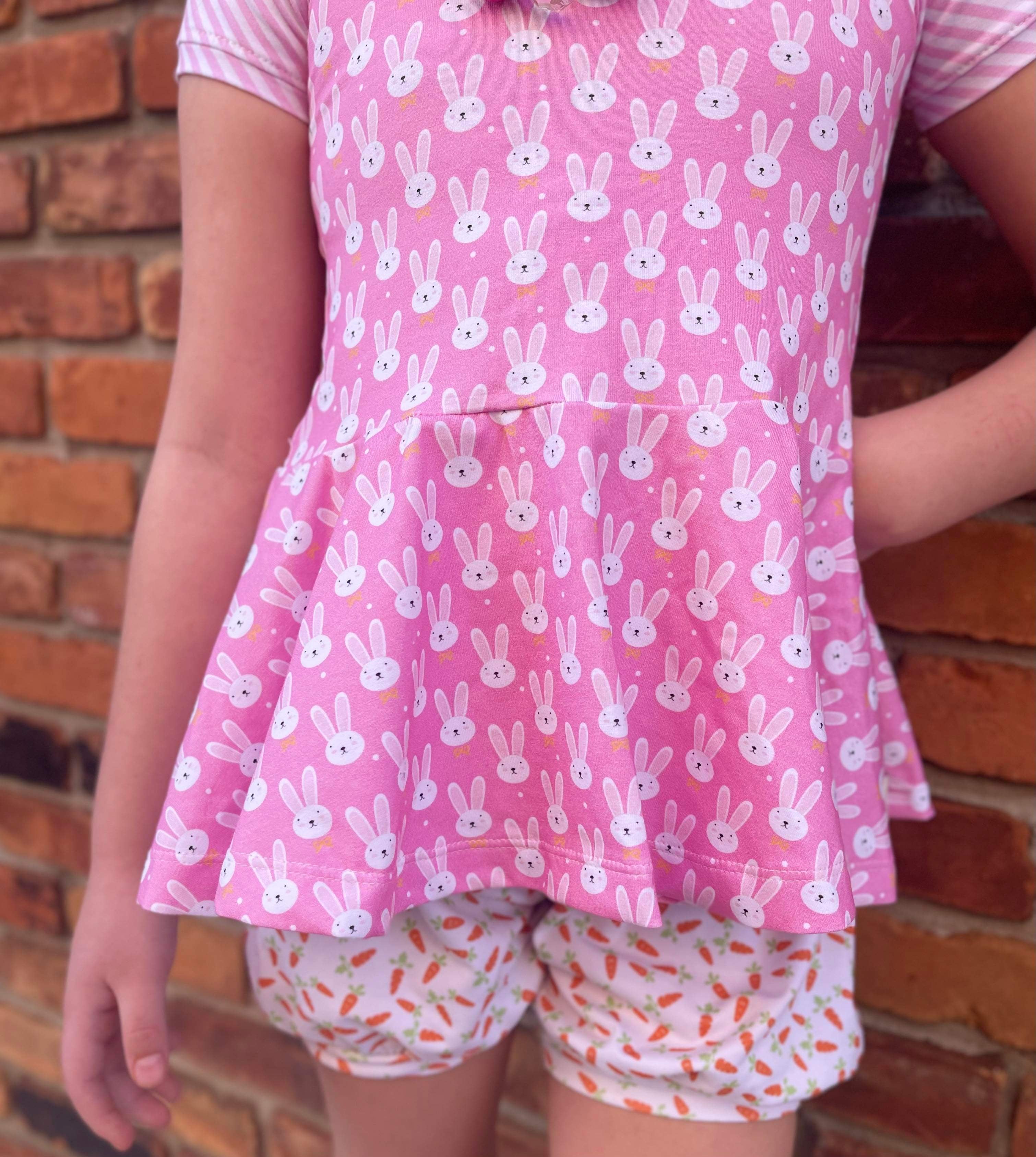 Funny bunny pink Peplum Top (Ships in 2 Weeks)
