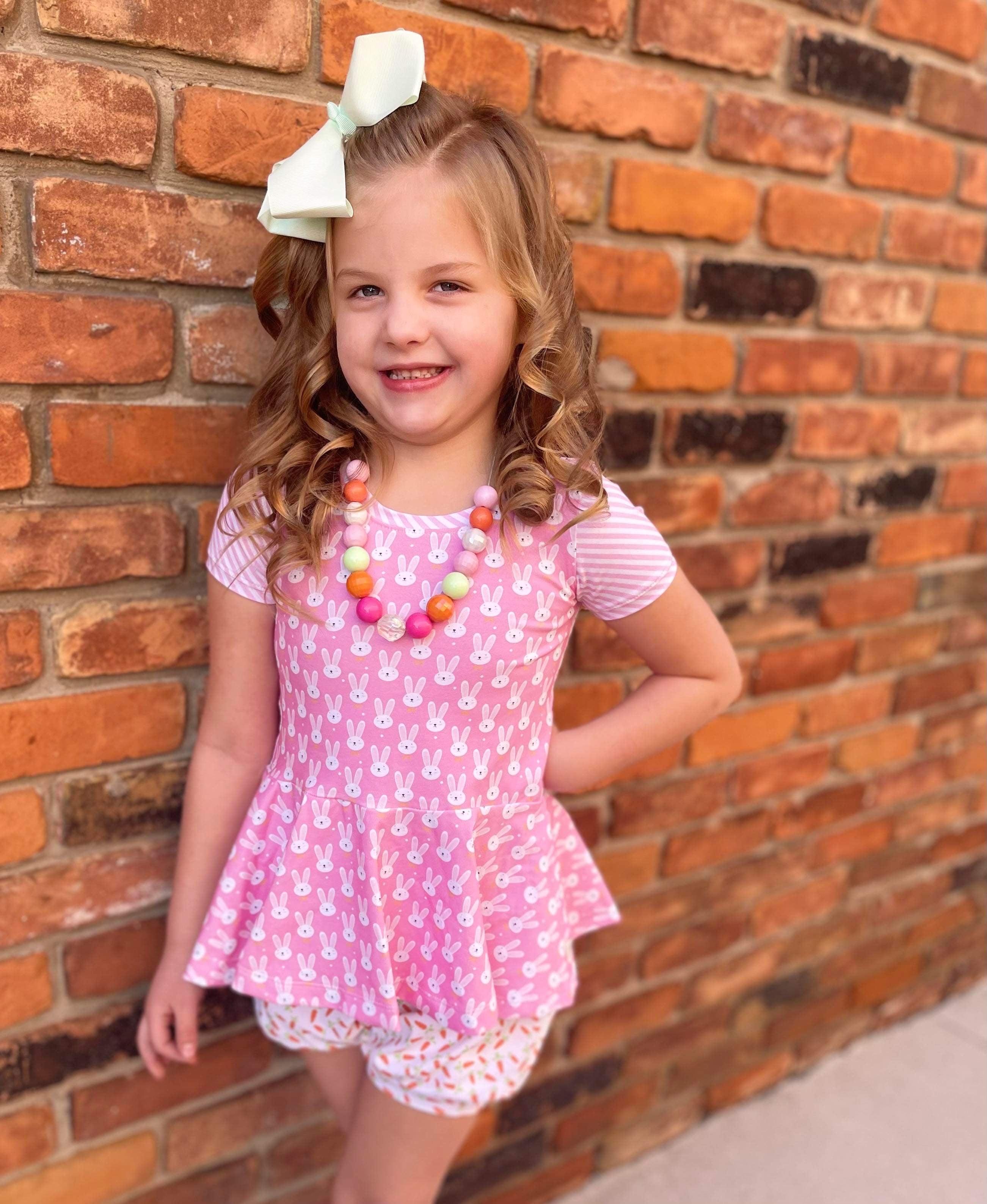 Funny bunny pink Peplum Top (Ships in 2 Weeks)