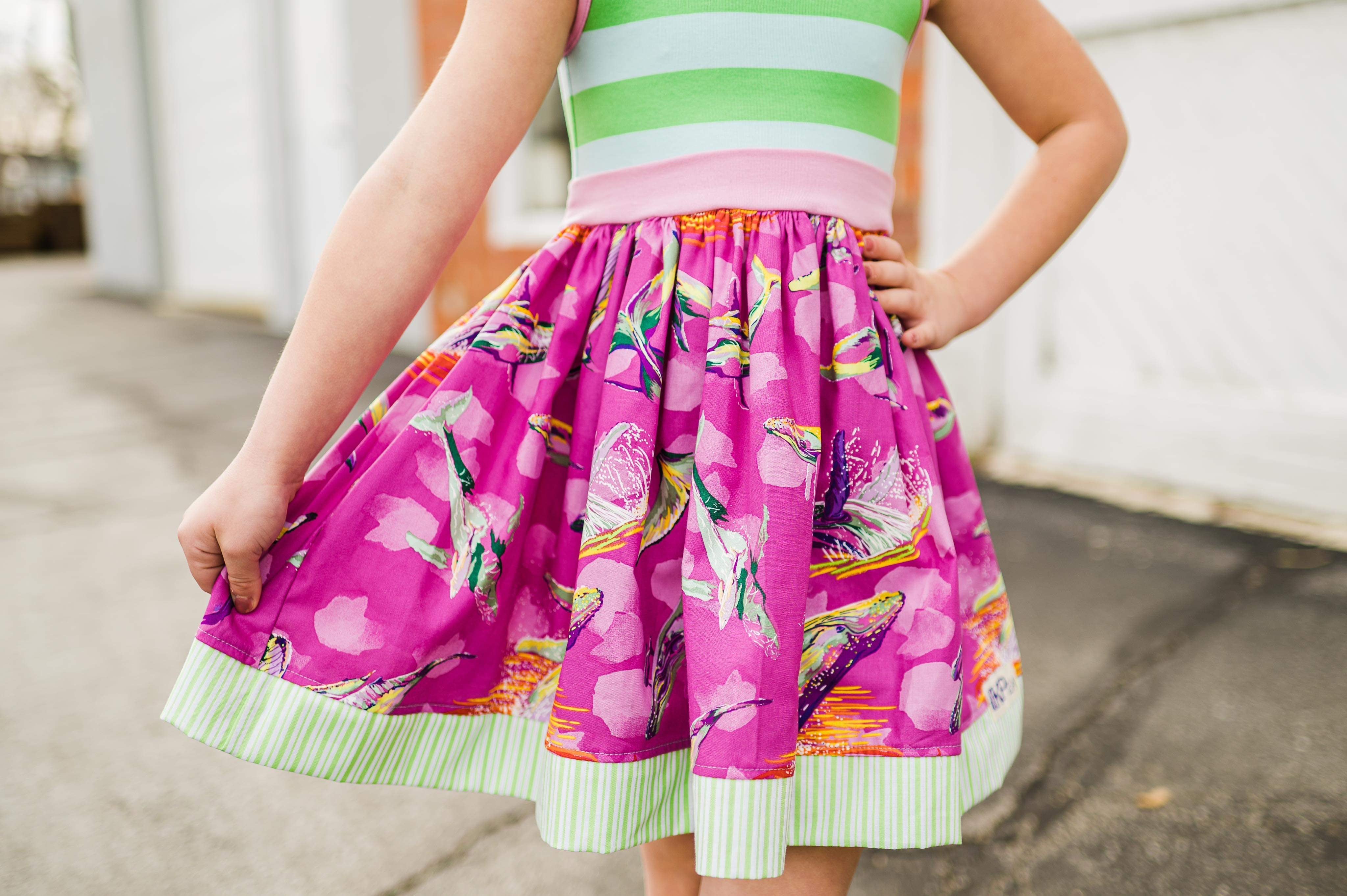 Whale Watching Girls Tank Twirl Dress