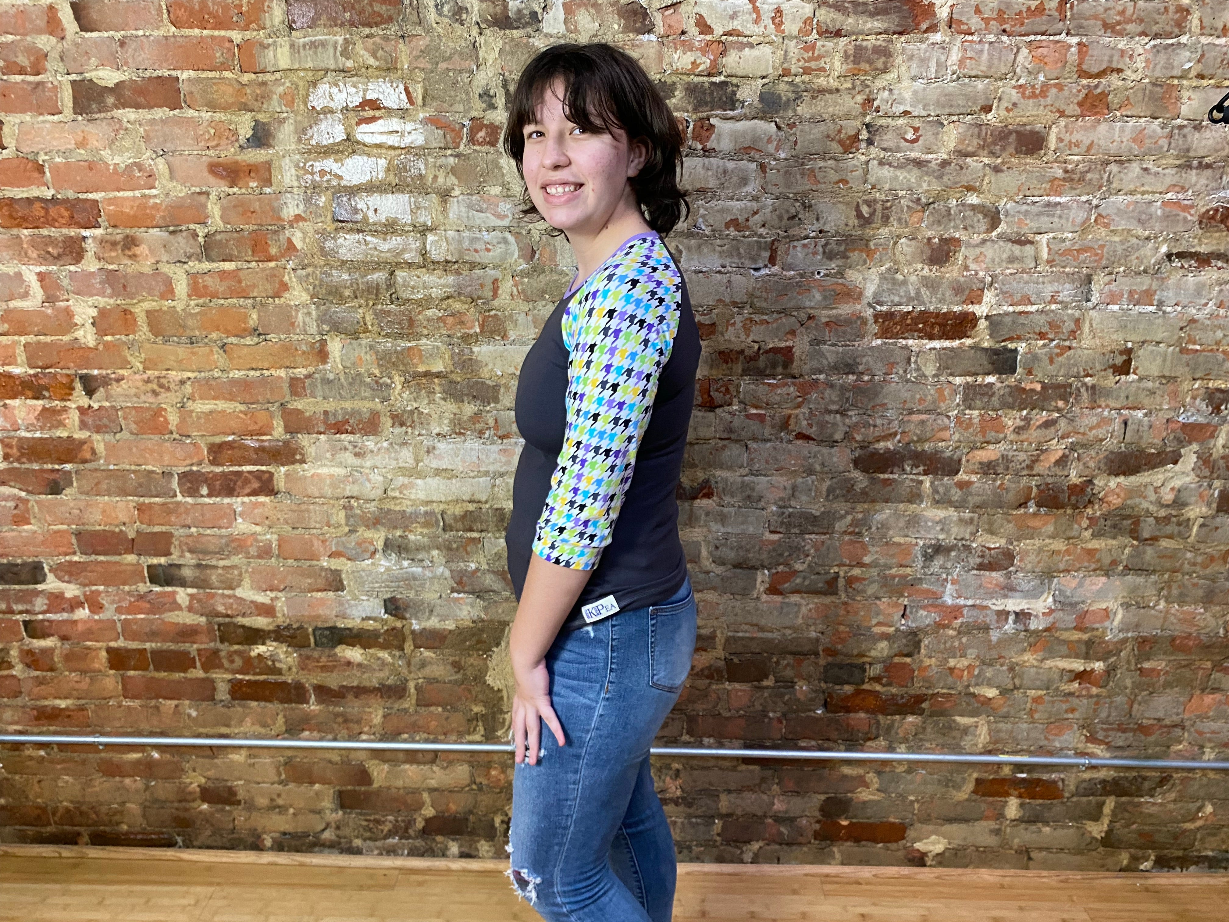 Lavender Chevron Weave Mom Tee