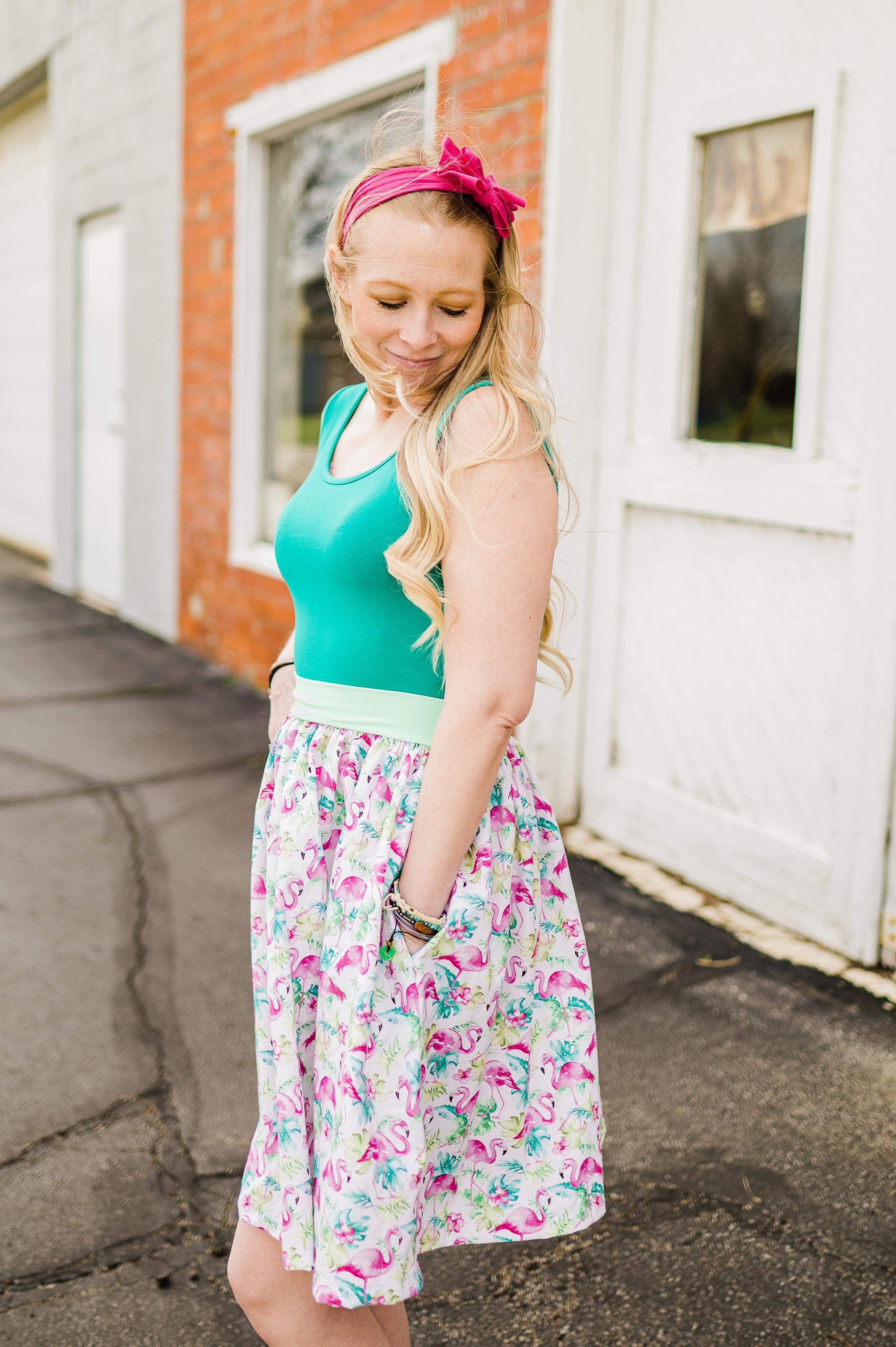 Flamingo Party Ladies Tank Pocket dress (ships in 2 weeks)