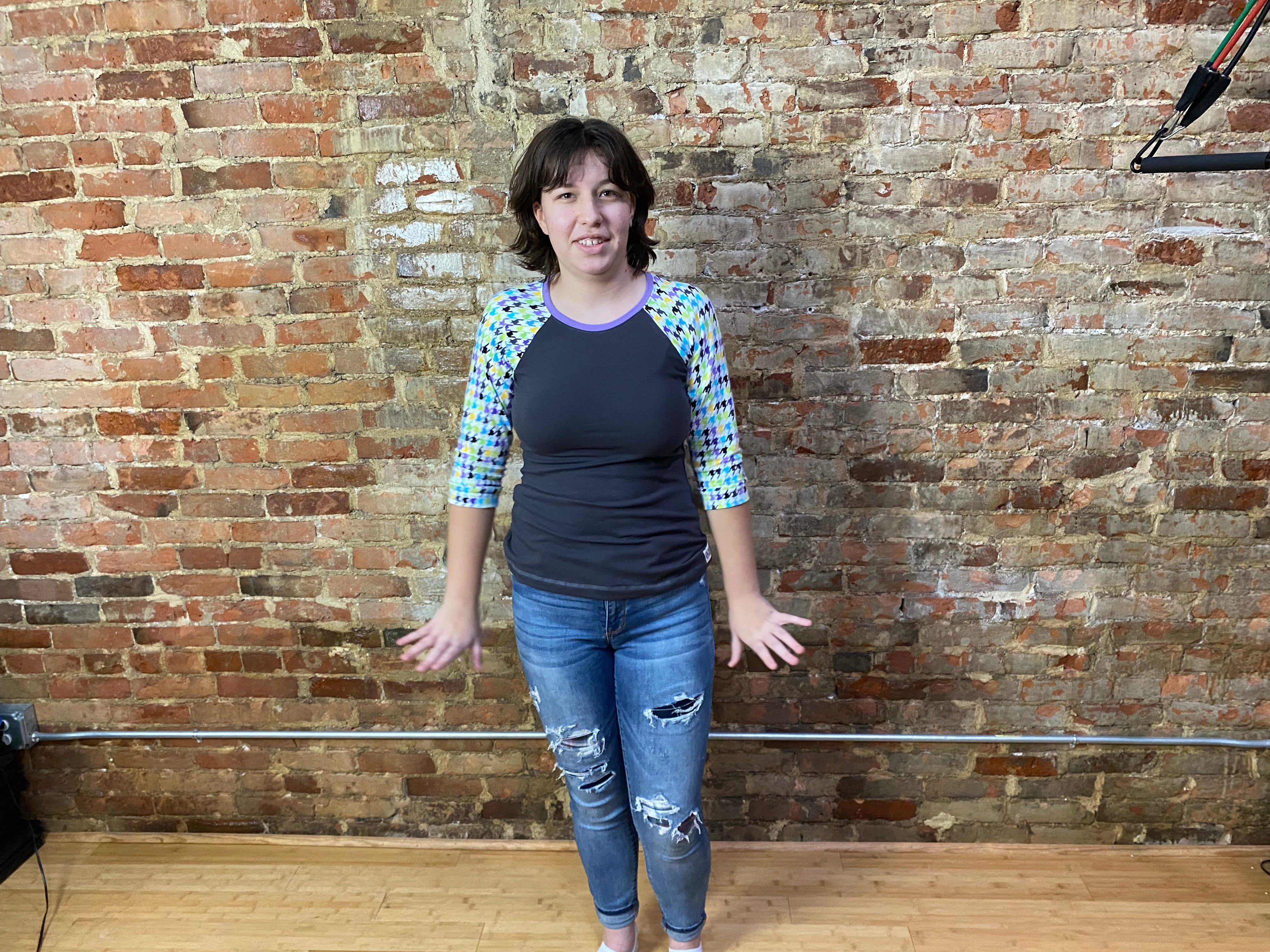 Lavender Chevron Weave Mom Tee