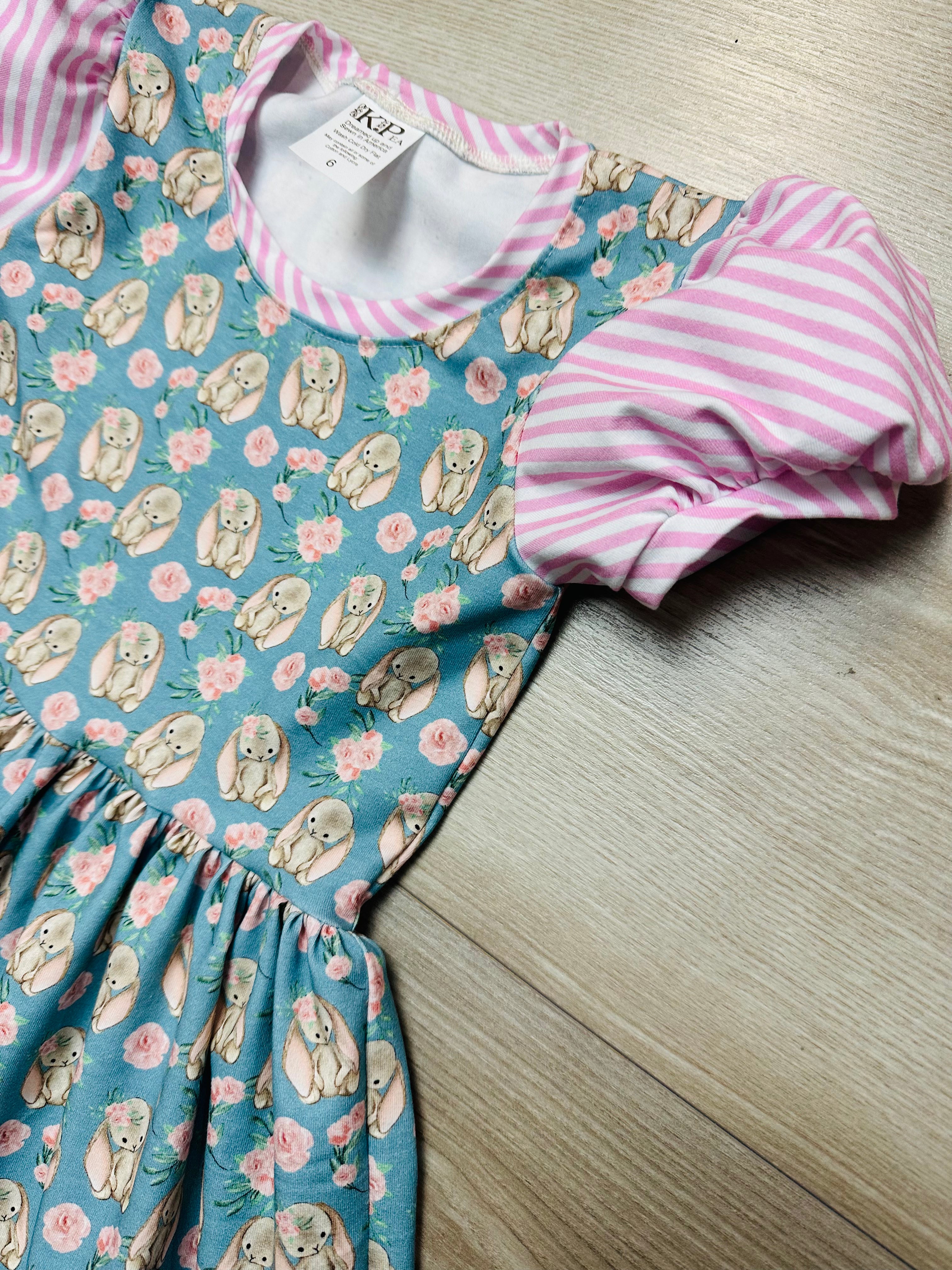 Lovely bunny Puff Cap Lap Dress