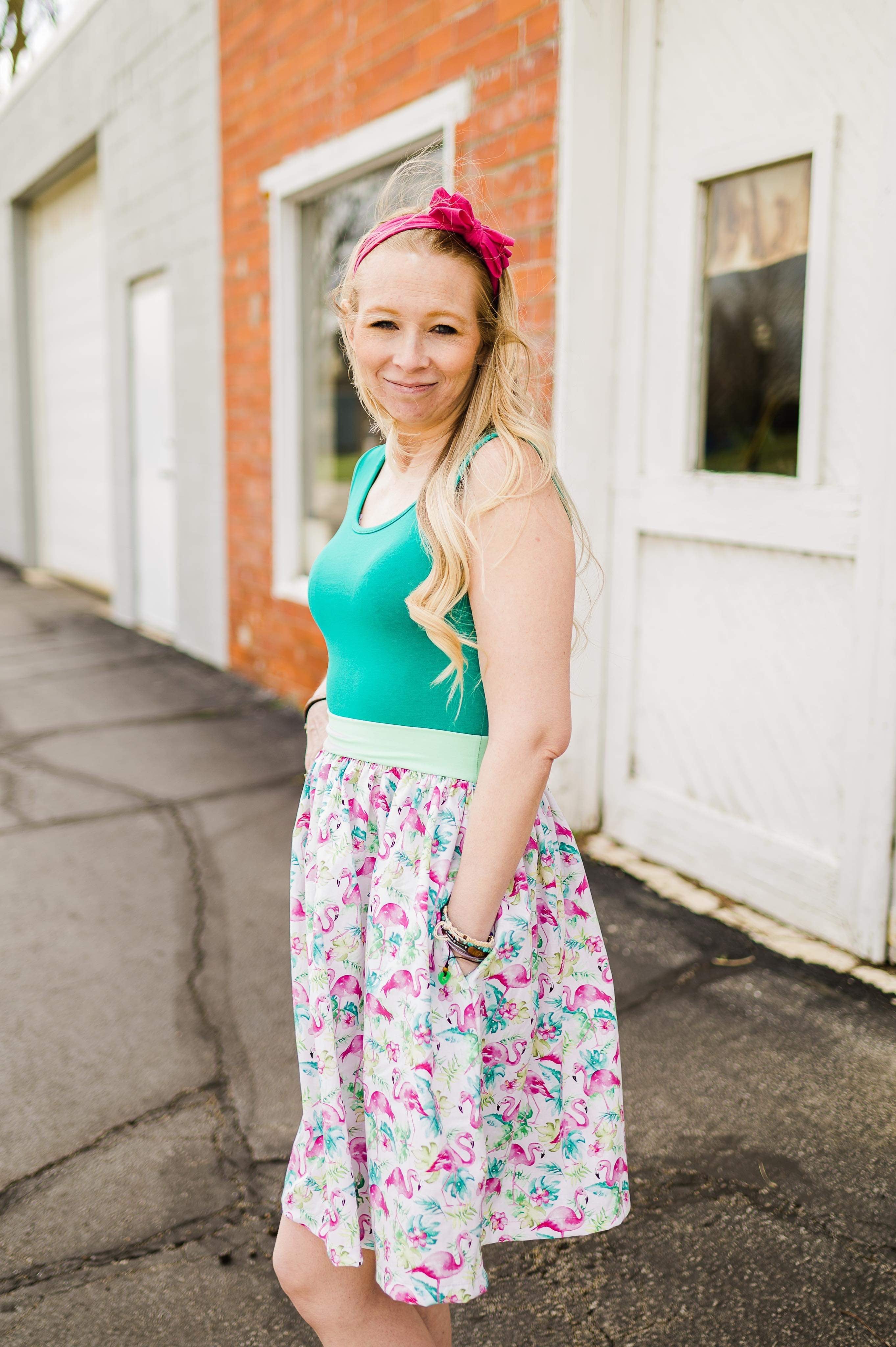 Flamingo Party Ladies Tank Pocket dress (ships in 2 weeks)