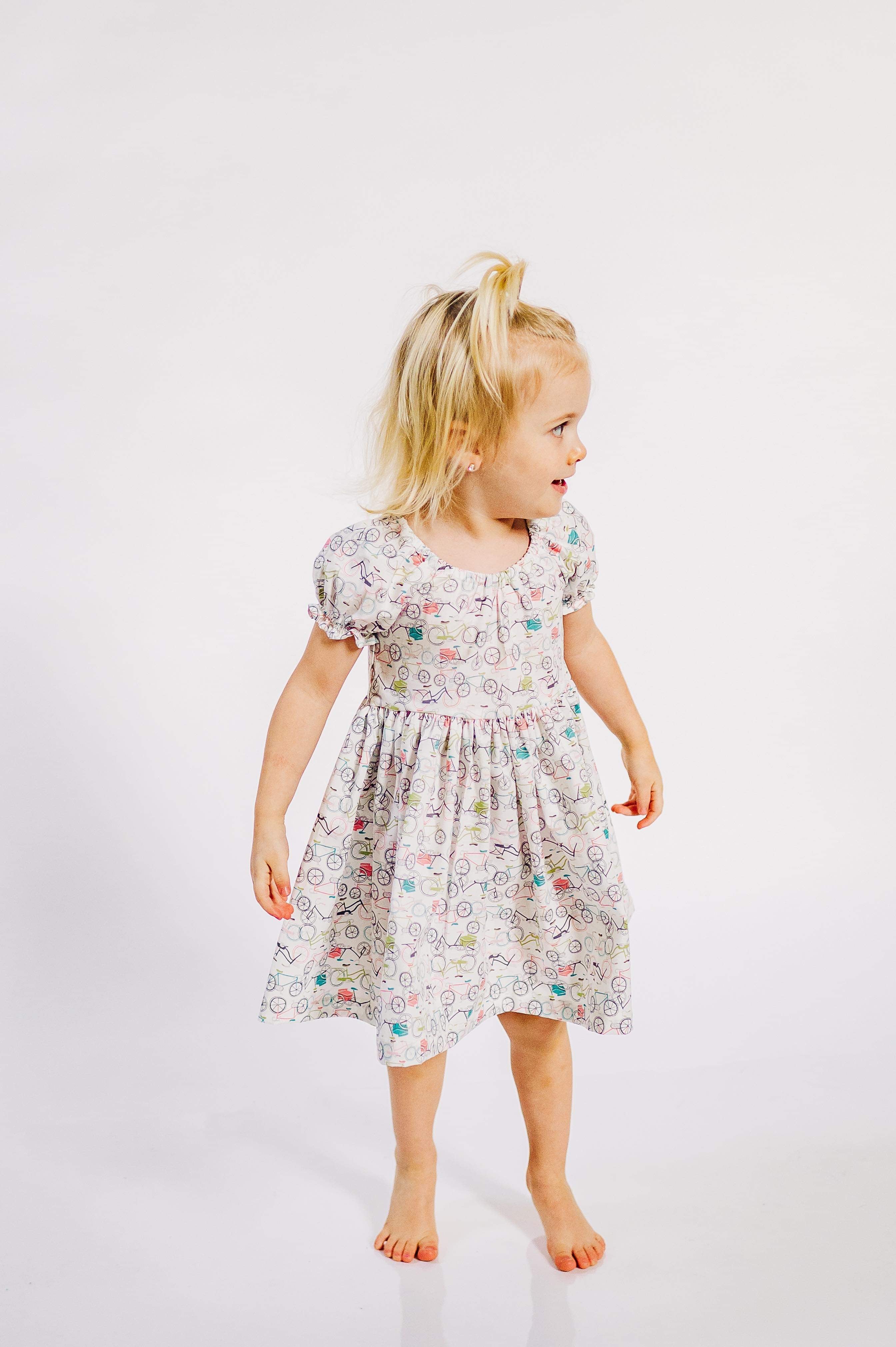 Tour D' France Peasant Puff Sleeved Twirl dress (ships in 2 weeks)