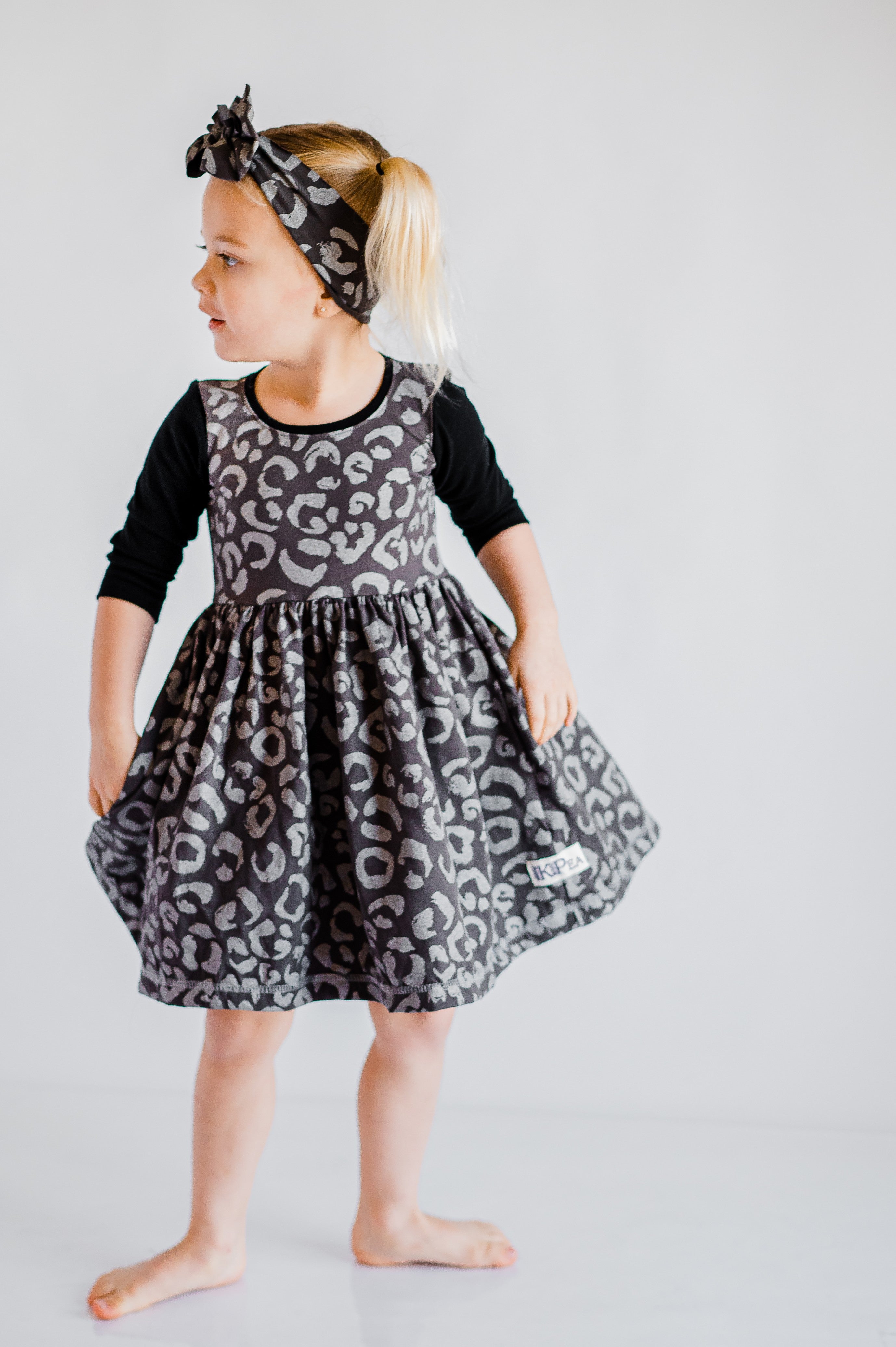 Snowy Leopard Sarah 3/4 Sleeve Lap Dress