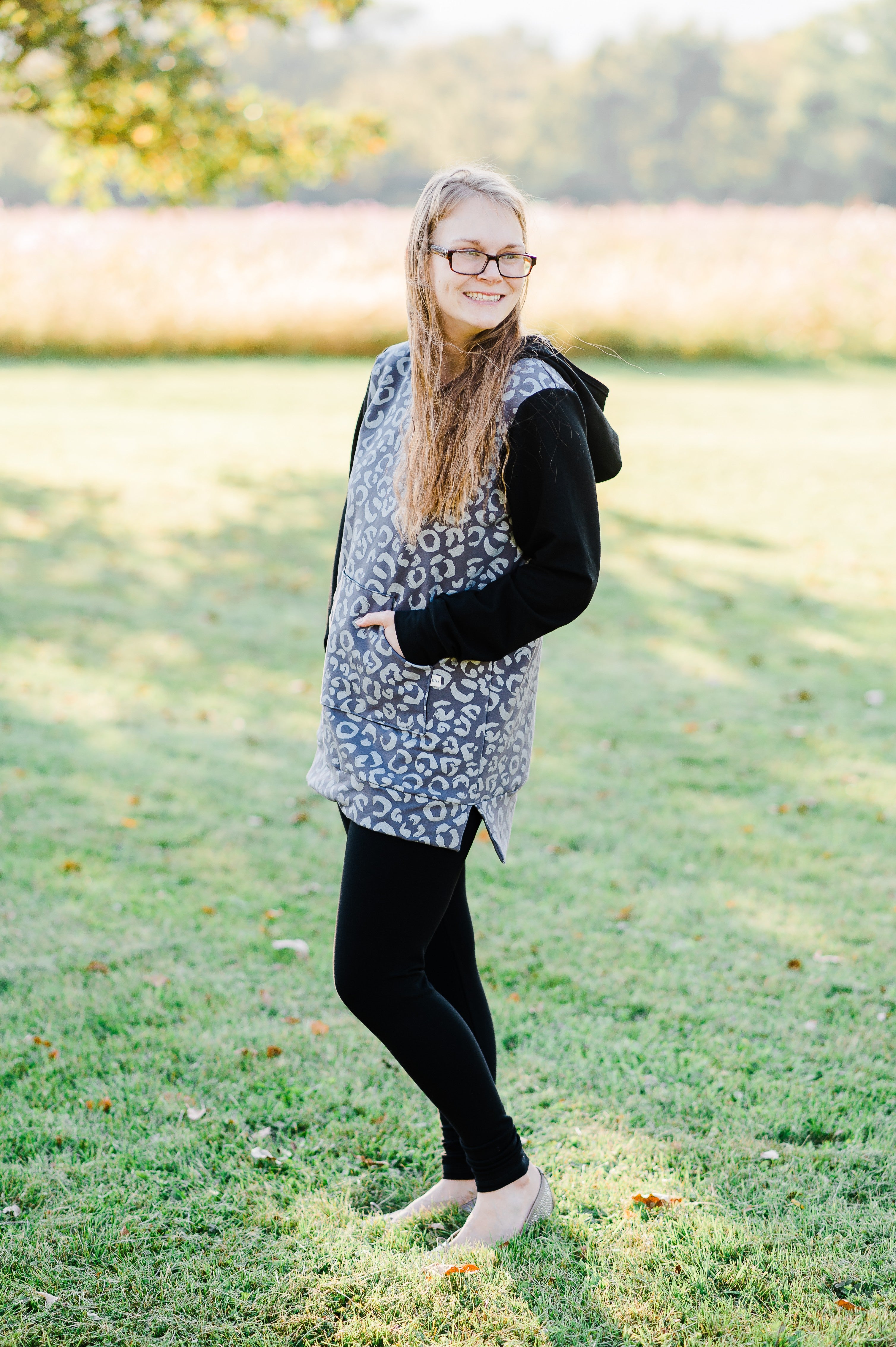 Snowy Leopard Hoodie Tunic