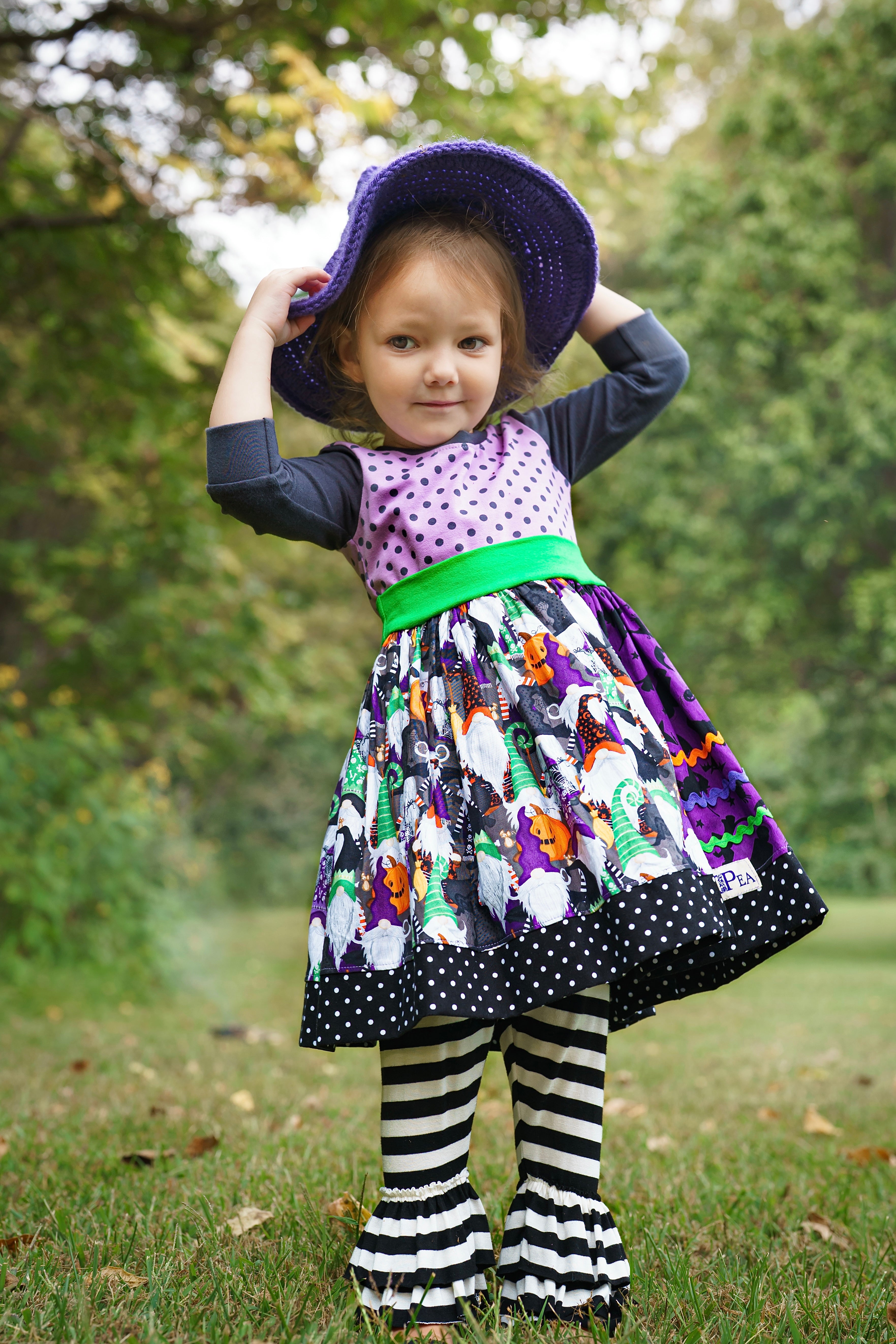 Trick or Treat With My Gnomies 3/4 Dress (ships in 2 weeks)
