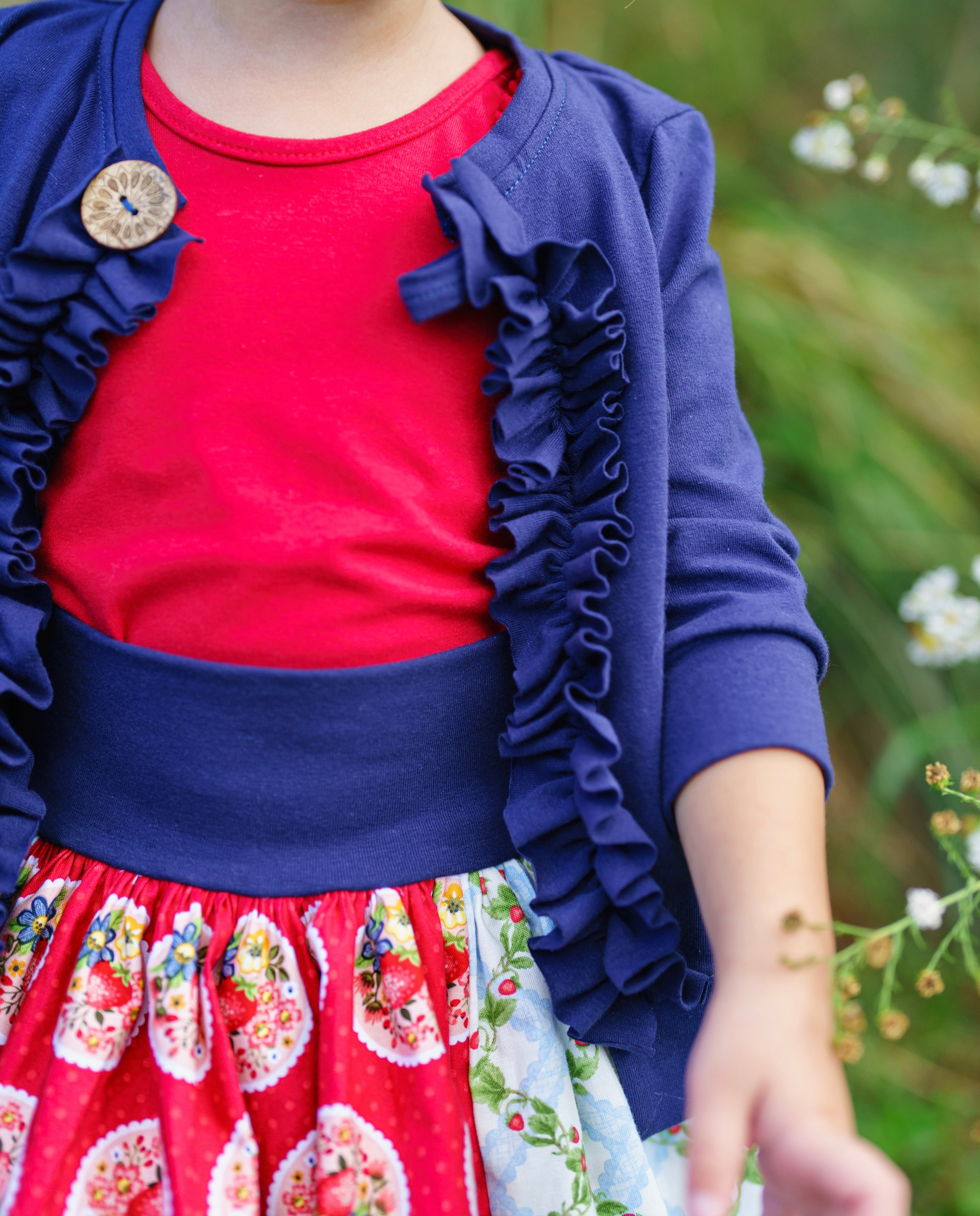 Navy Blue Sami Ruffle Cardigan (ships in 2 weeks)