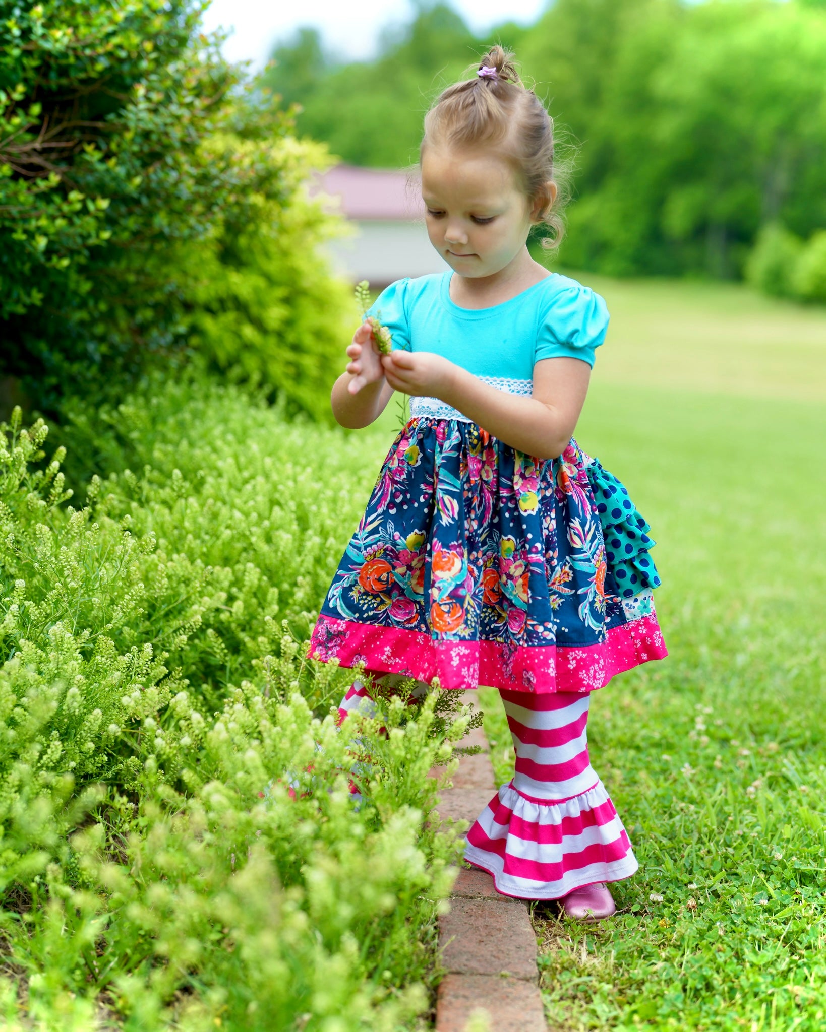 Raspberry Striped Ruffle pants (ships in 2 weeks)