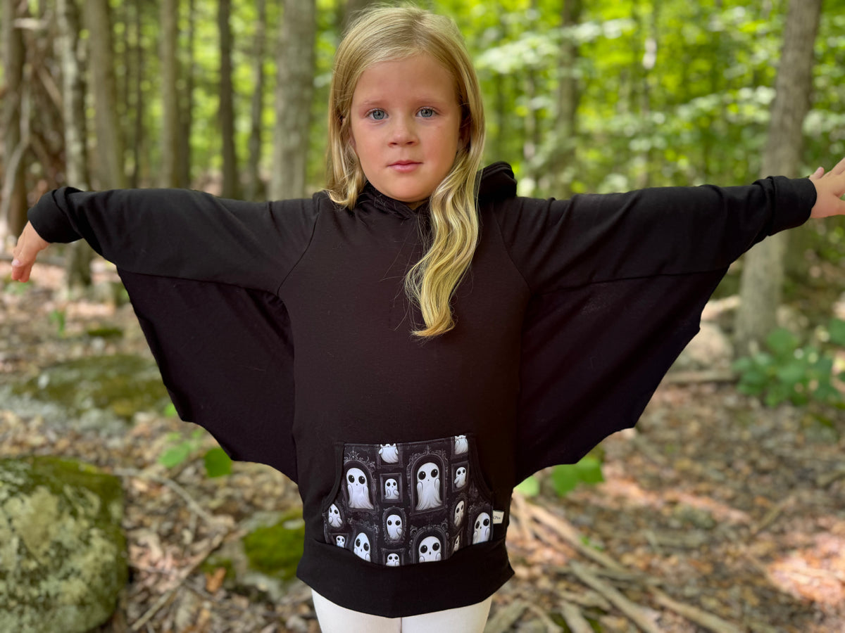 Ghosted Hoodie with bat wings (ships in 2 weeks)