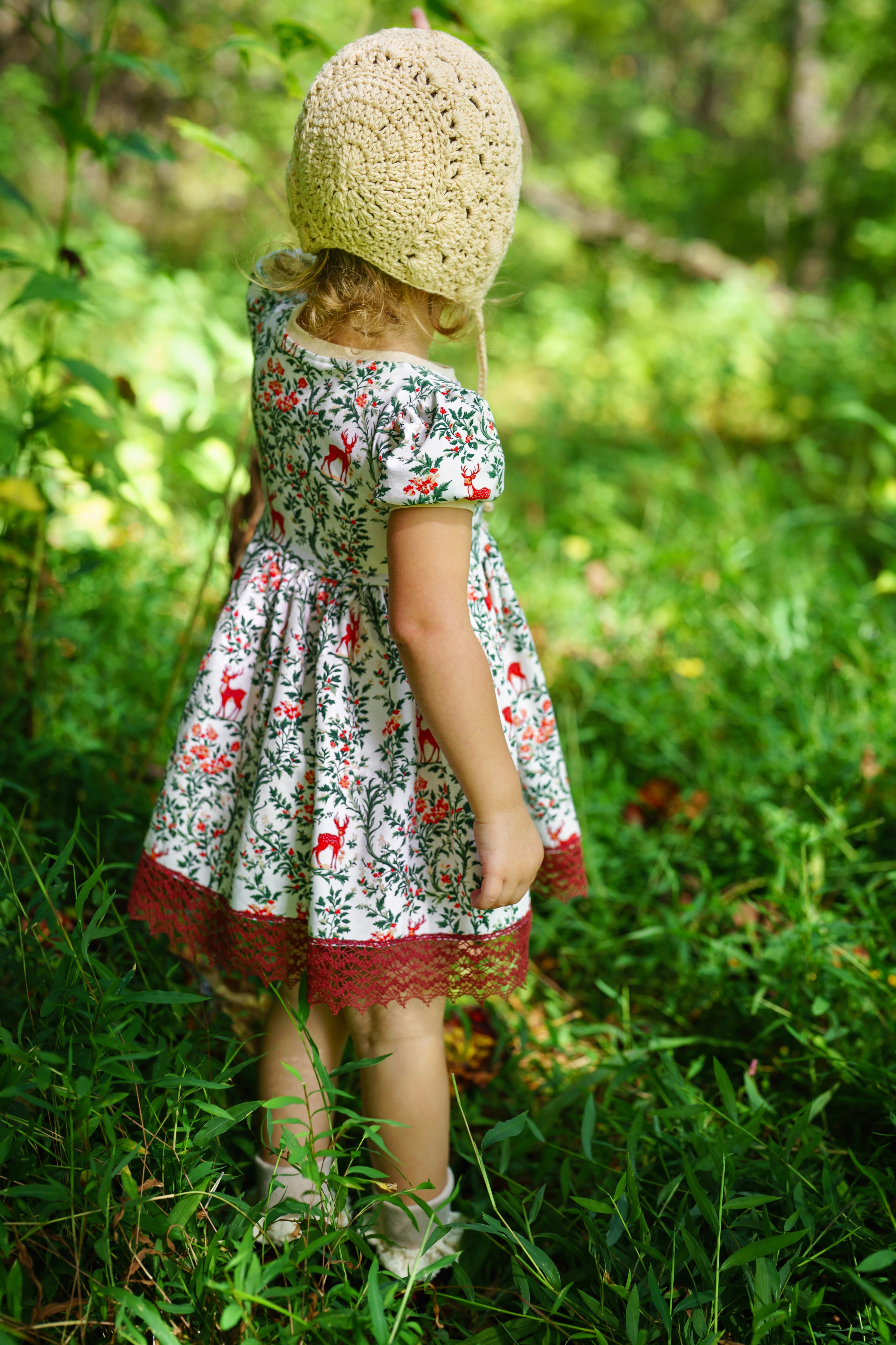 Deer Holly Puff sleeve Knit Dress (ships in 2 weeks)