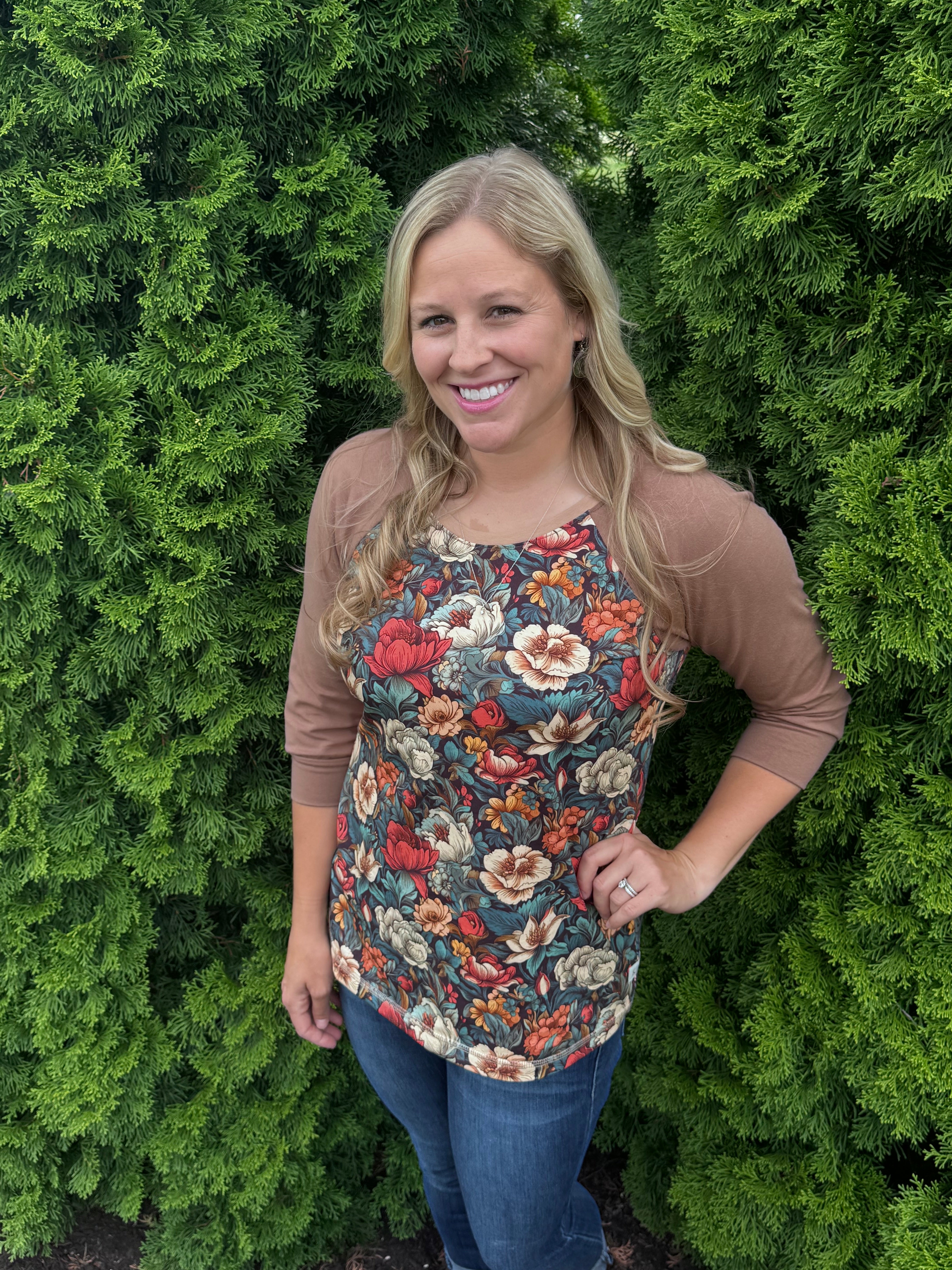 Harvest Bloom Mom T 3/4 sleeve(ships in 2 weeks)