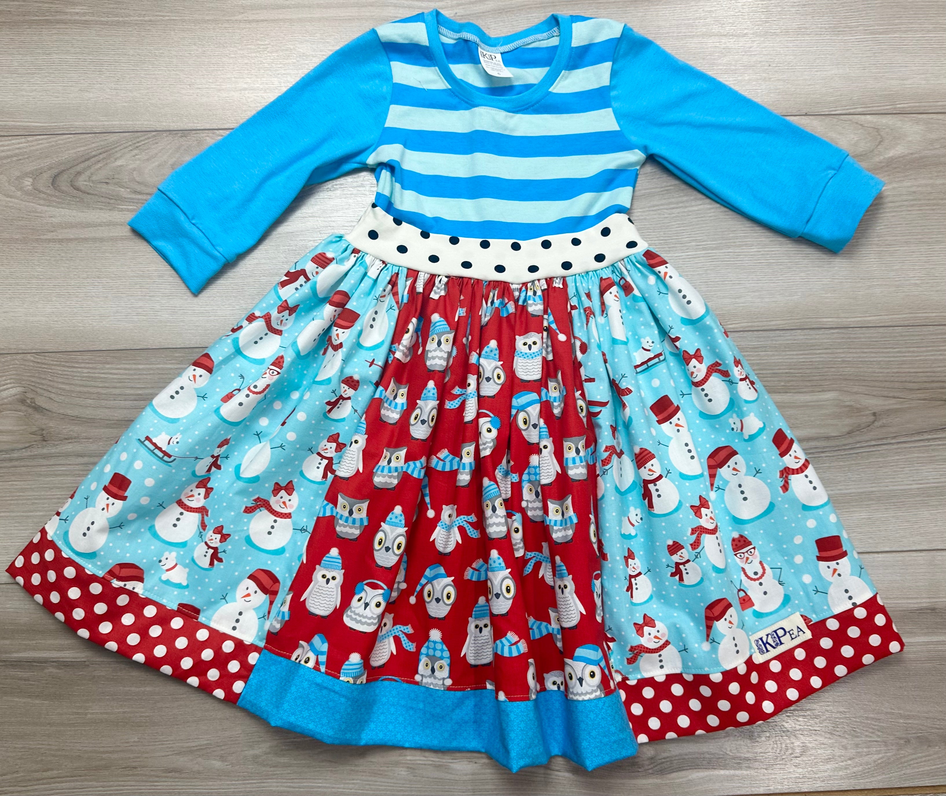 Frosty the Snowman 3/4 sleeved TWIRL Dress (ships in 2 weeks)