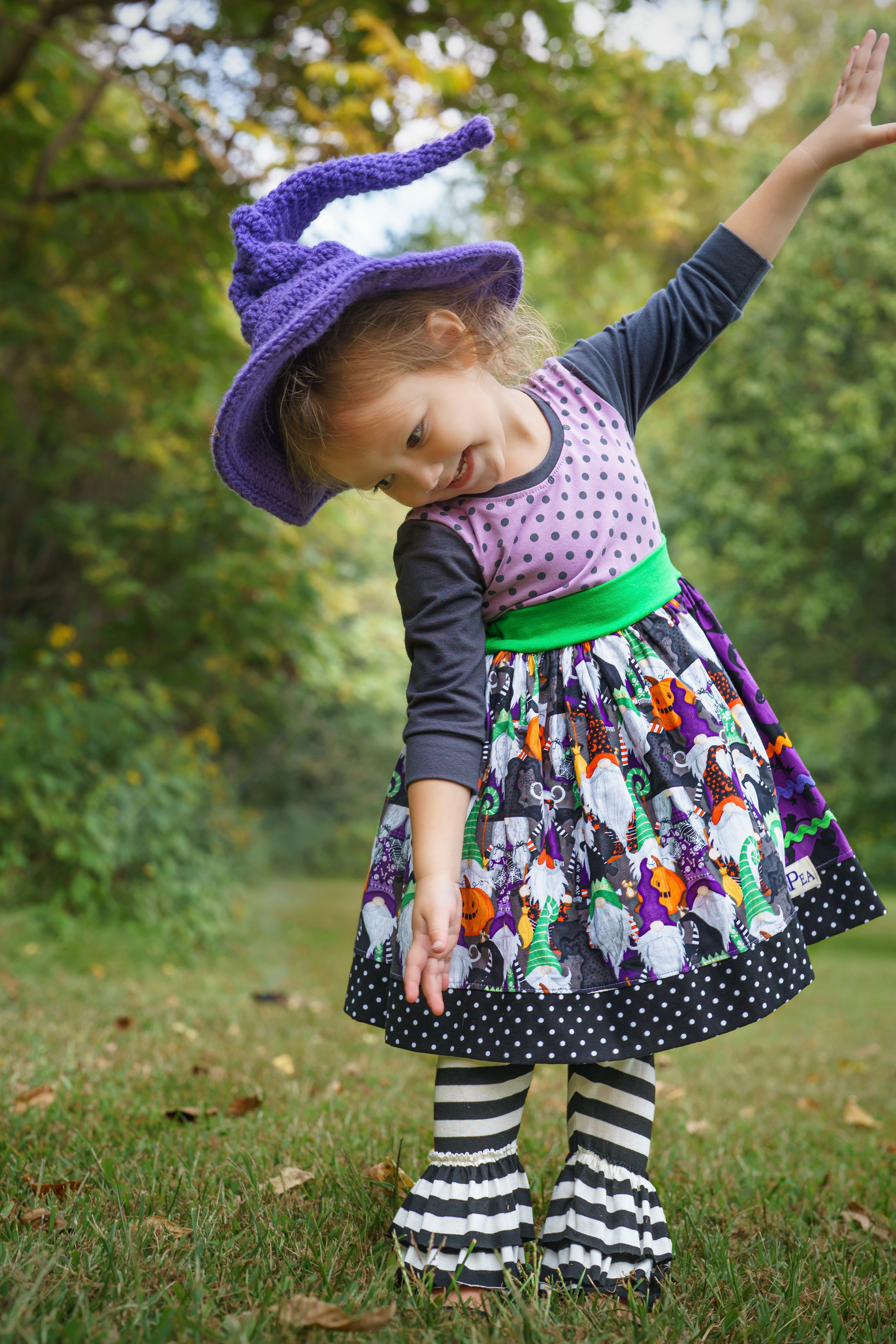Trick or Treat With My Gnomies 3/4 Dress (ships in 2 weeks)