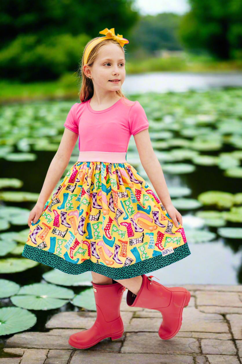 Raindrops Cap Sleeved Twirl Dress (Ships in 2 Weeks)