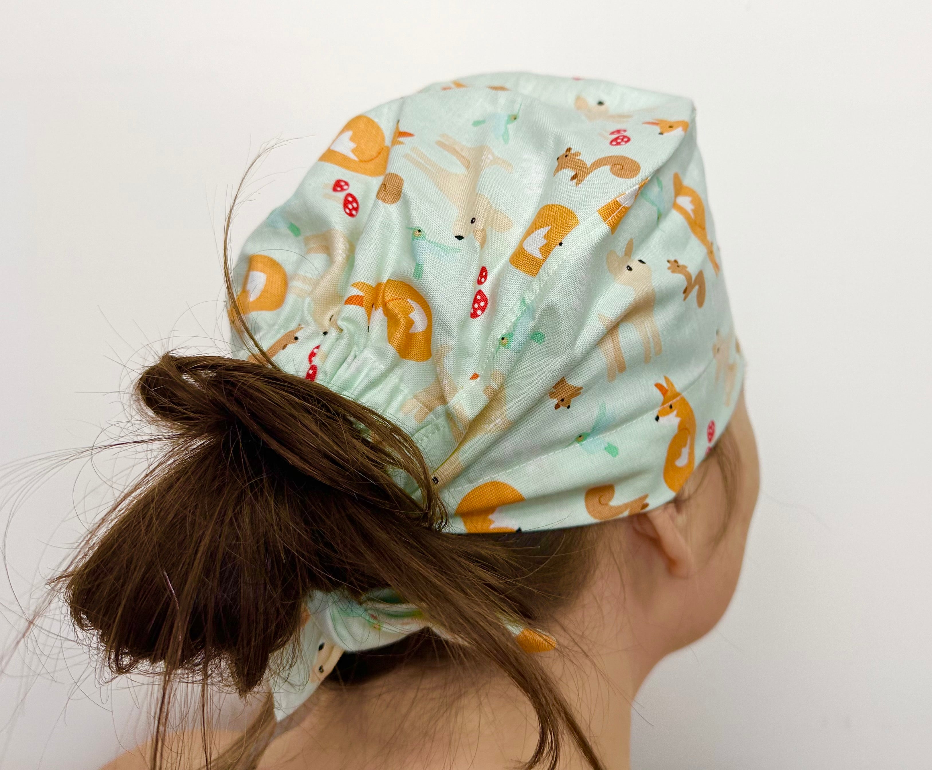 Forest Friends Scrub Cap Tie Back or Bouffant Style