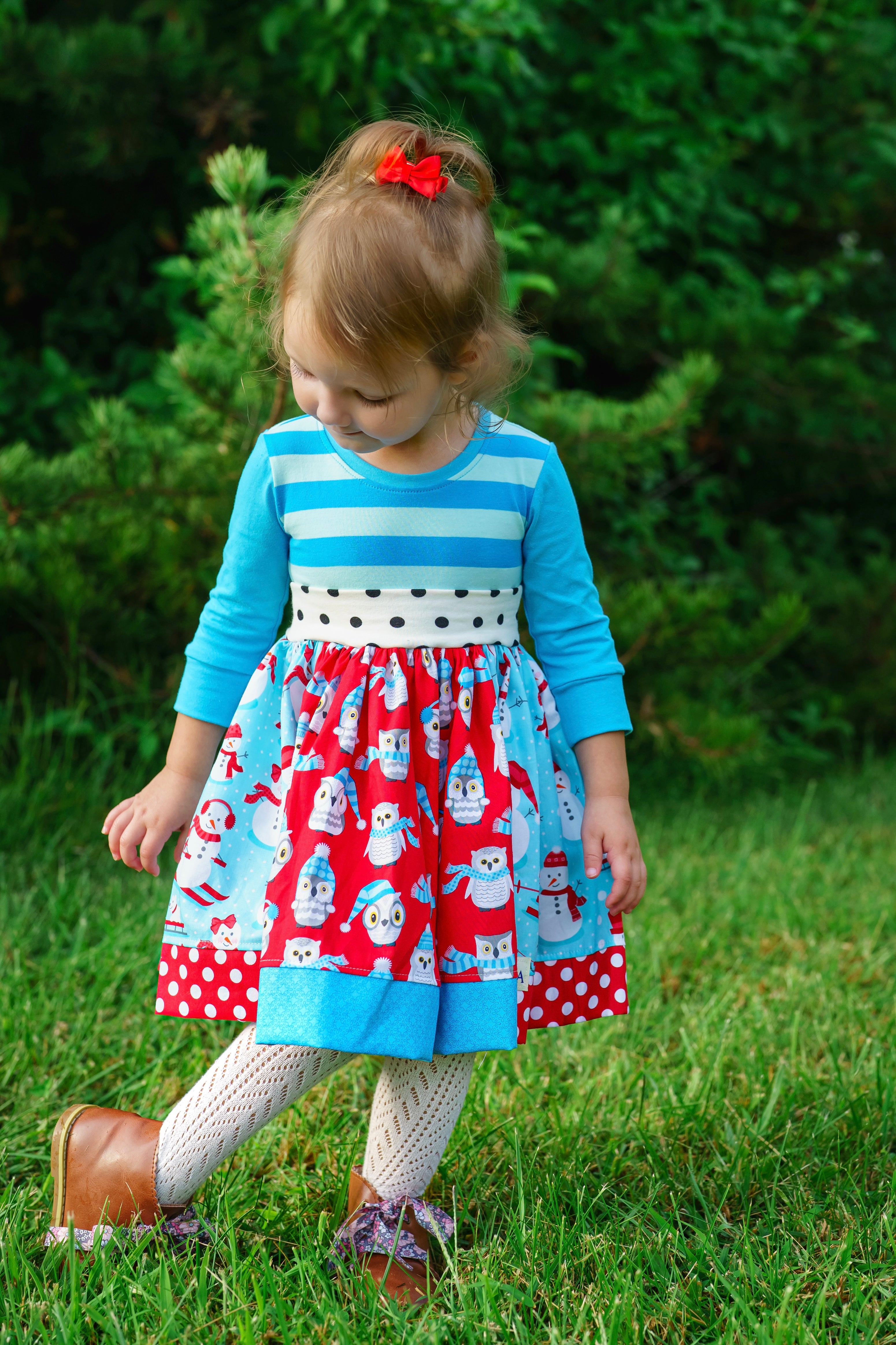 Frosty the Snowman 3/4 sleeved TWIRL Dress (ships in 2 weeks)