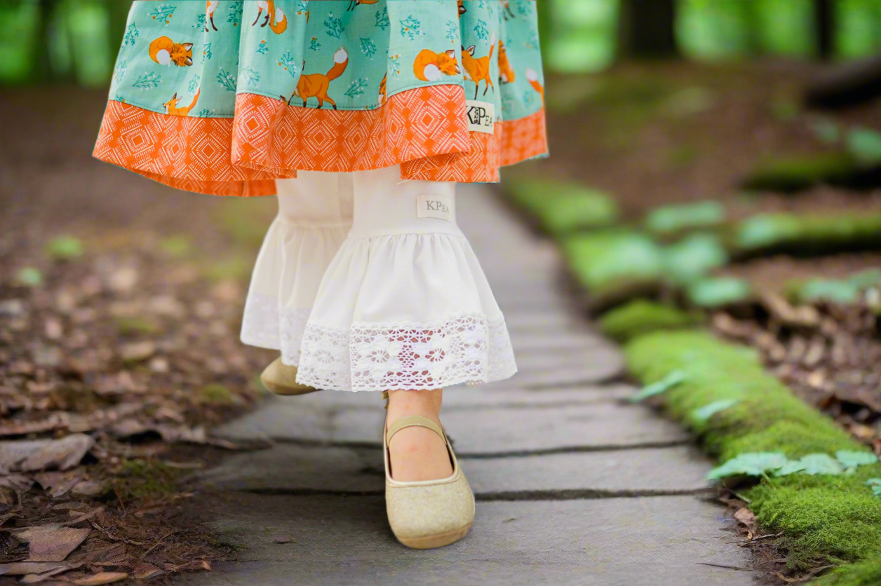 Girls Eggshell Knit with  Lace Ruffle pants (ships in 2 weeks)