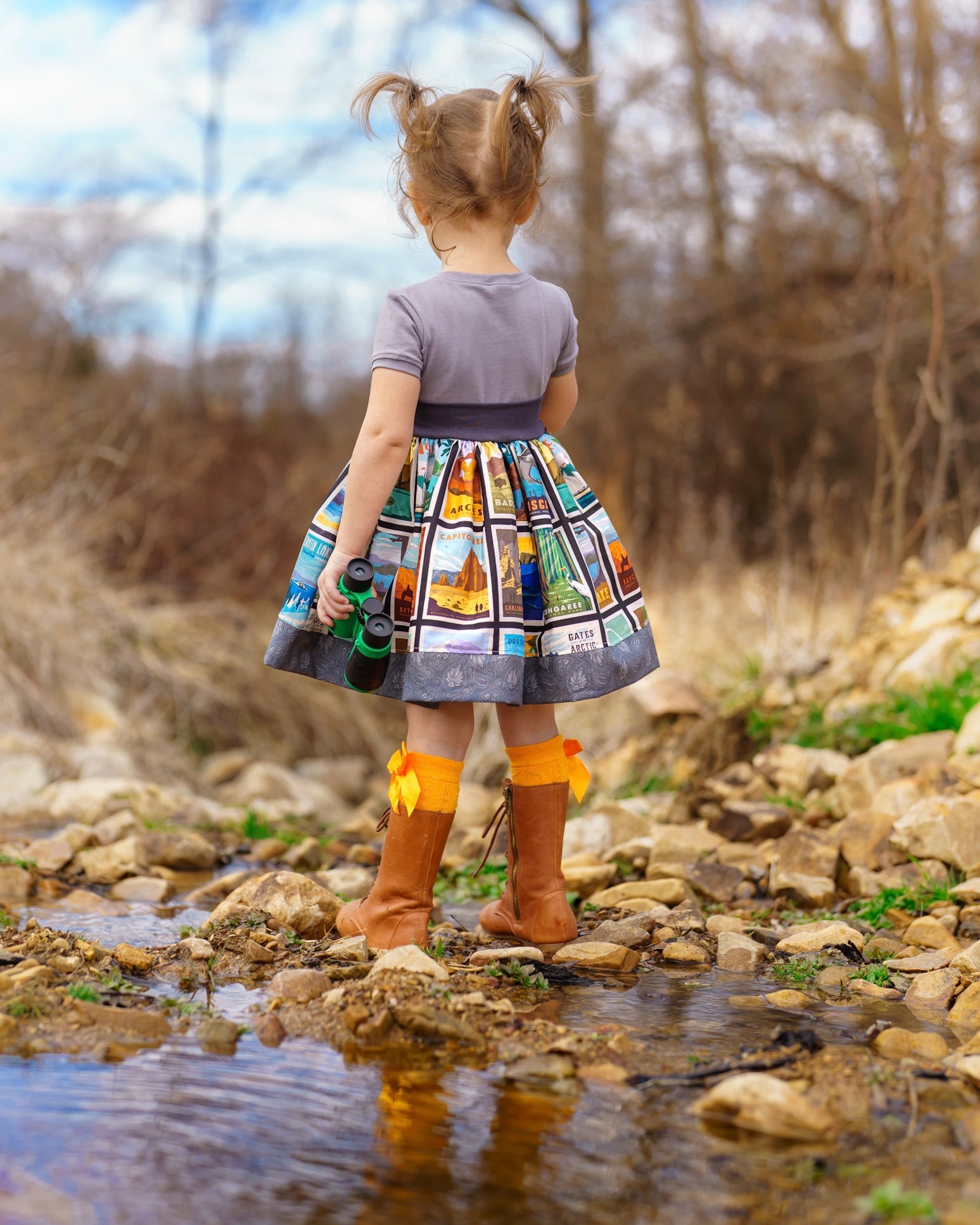 Little Explorer Cap Sleeve Twirl Dress (Ships in 2 Weeks)